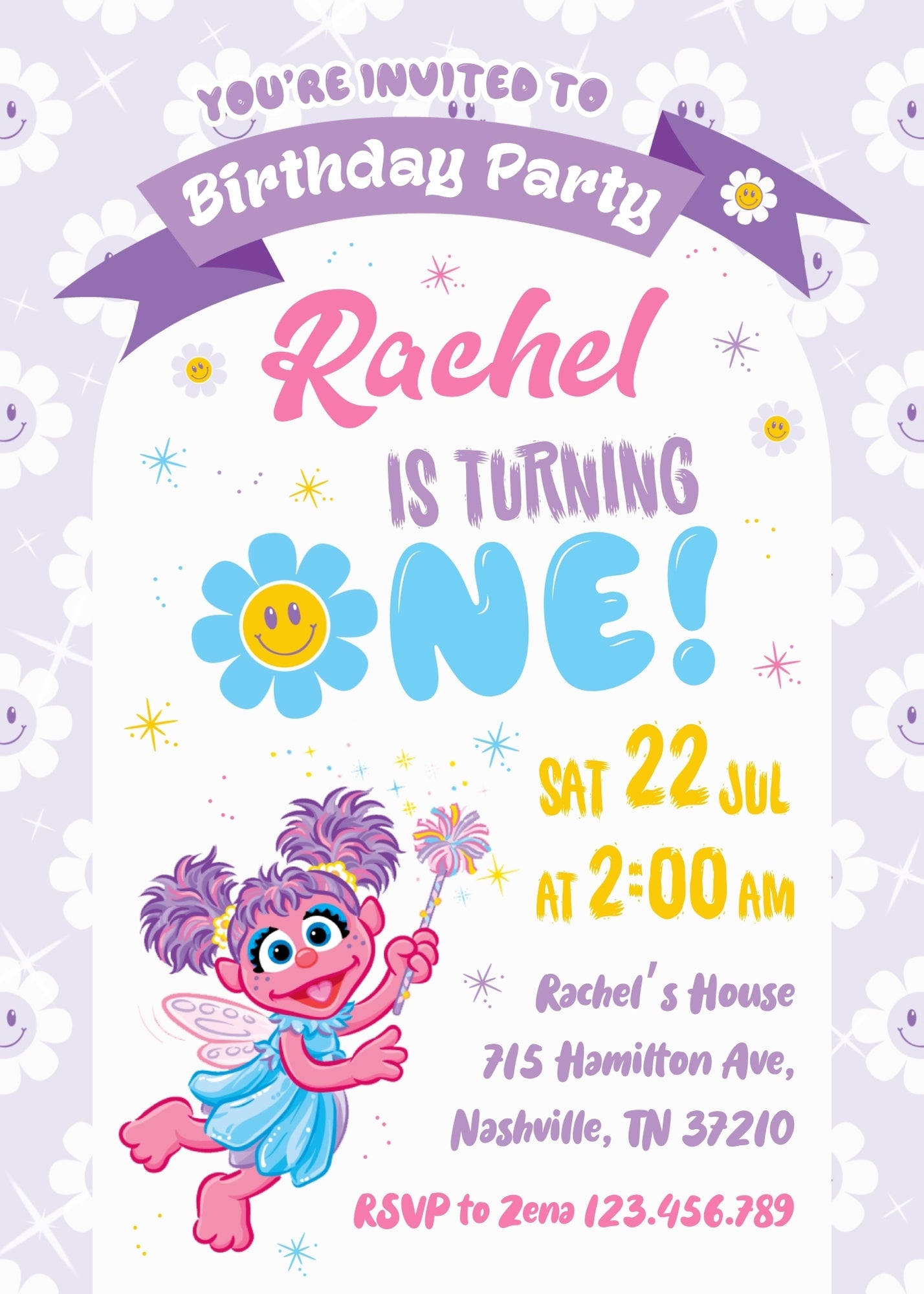 Sesame Street Abby Cadabby customizable invitation template | Share or Print | girl | KN120