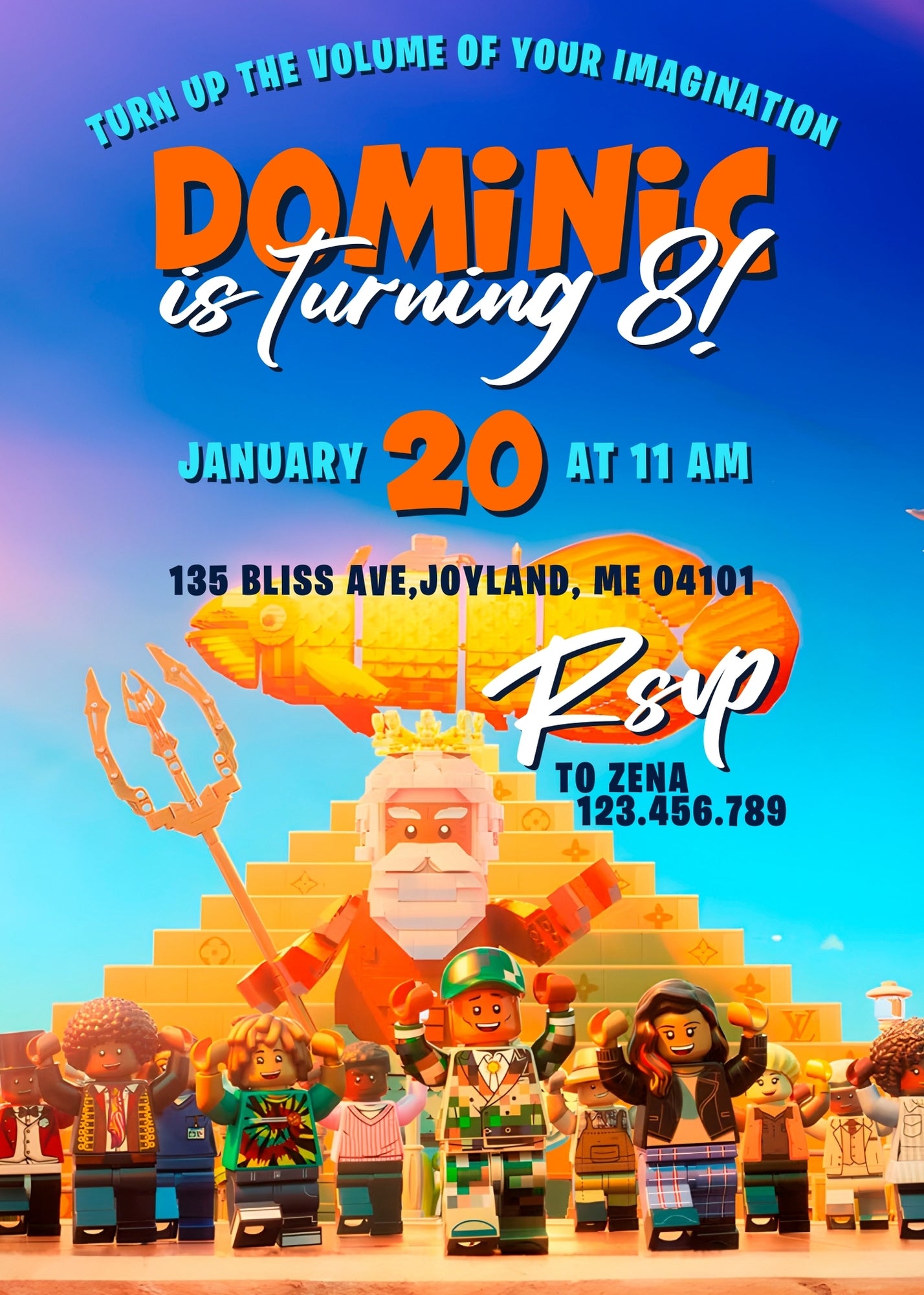Lego Piece by Piece customizable invitation template | Share or Print | RG338