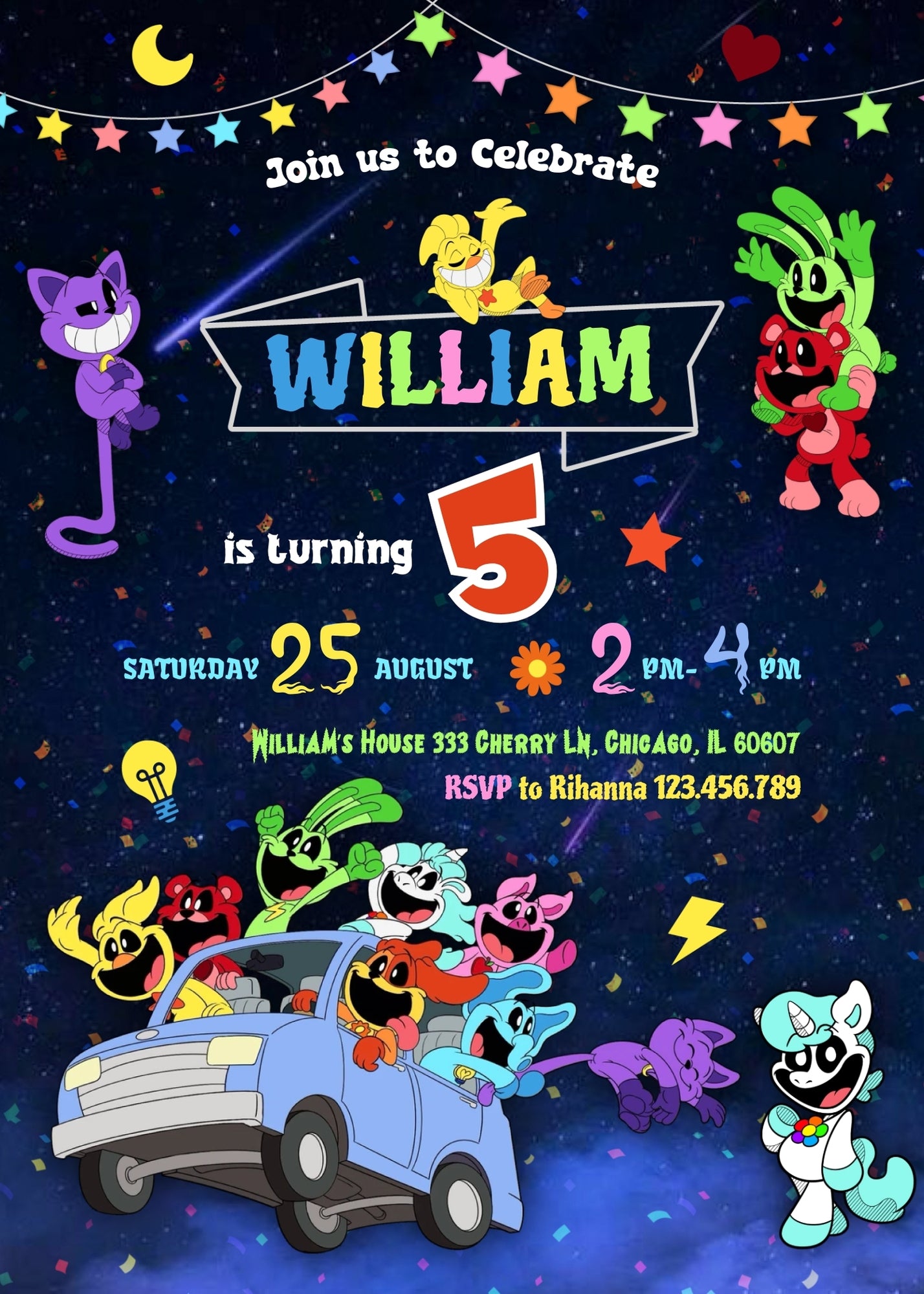 Smiling Critters customizable invitation template | Share or Print | BZ307