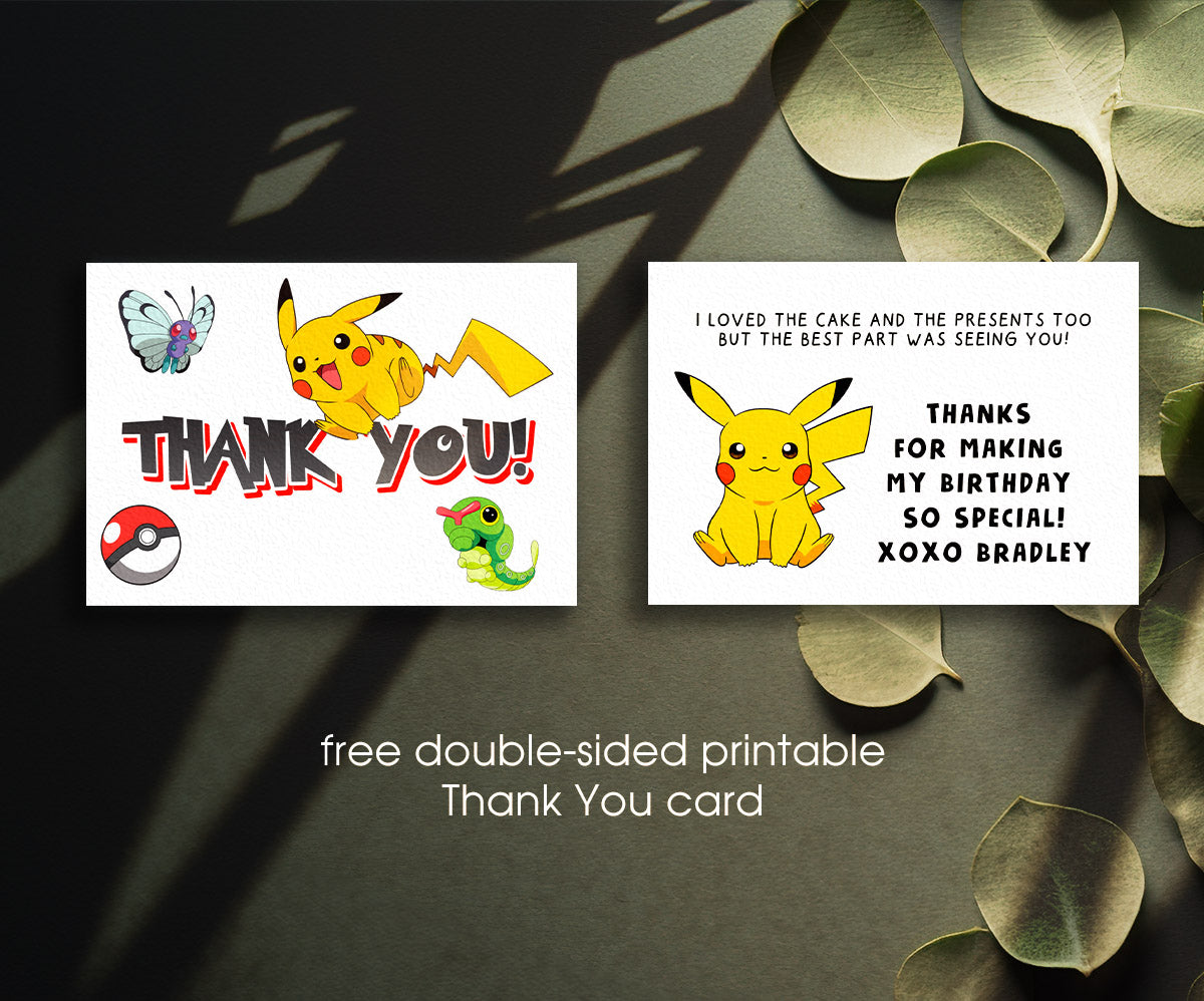 Pokemon Pikachu customizable invitation template | Share or Print | KC049