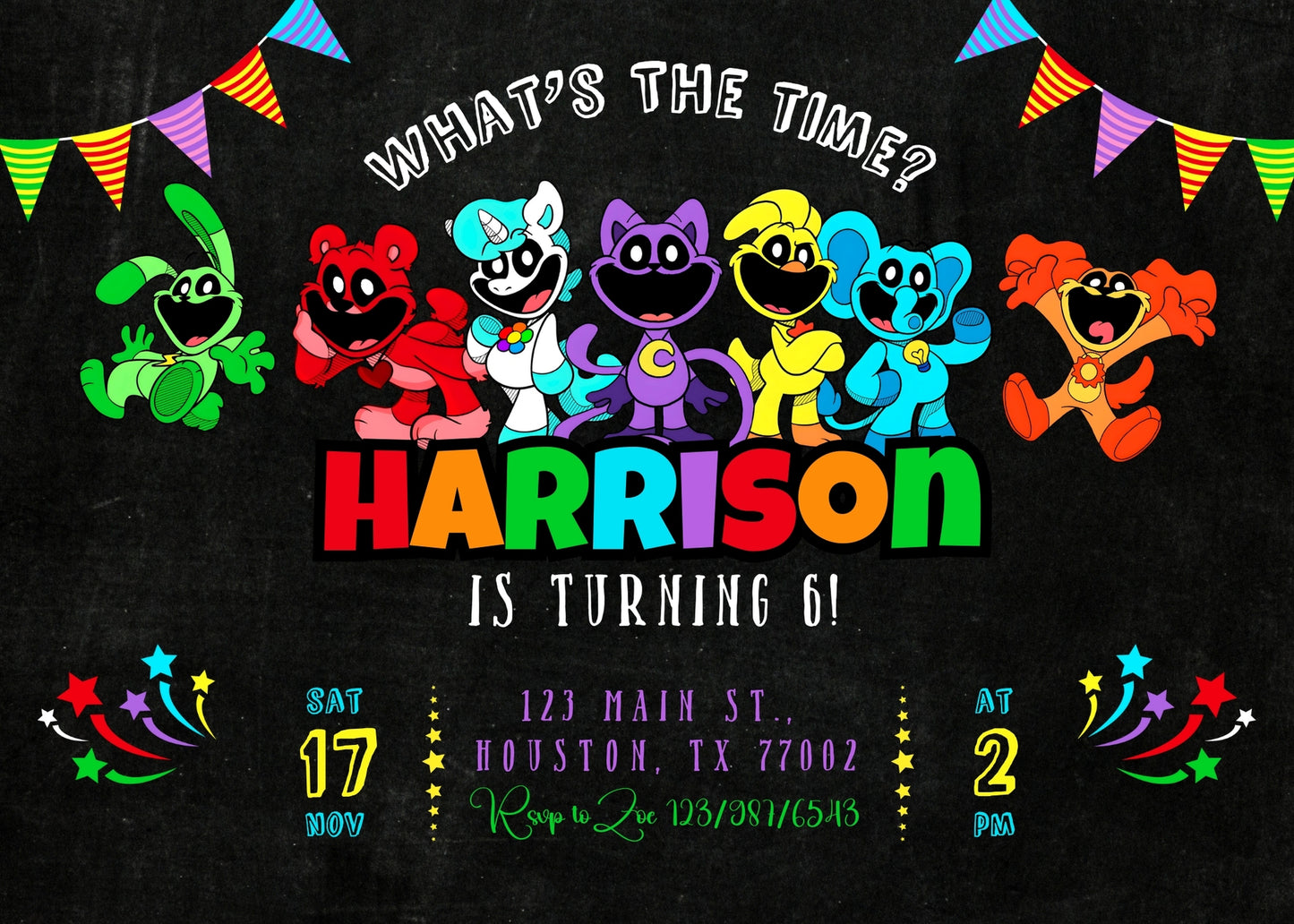 Smiling Critters customizable invitation template | Share or Print | UE703