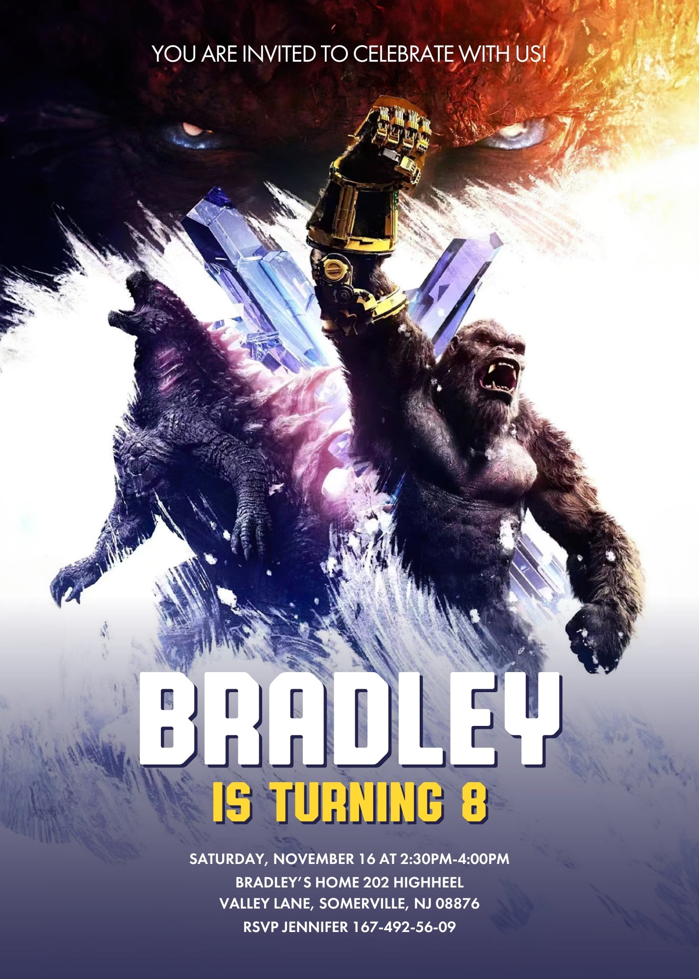 Godzilla X King Kong customizable invitation template | Share or Print | NP819