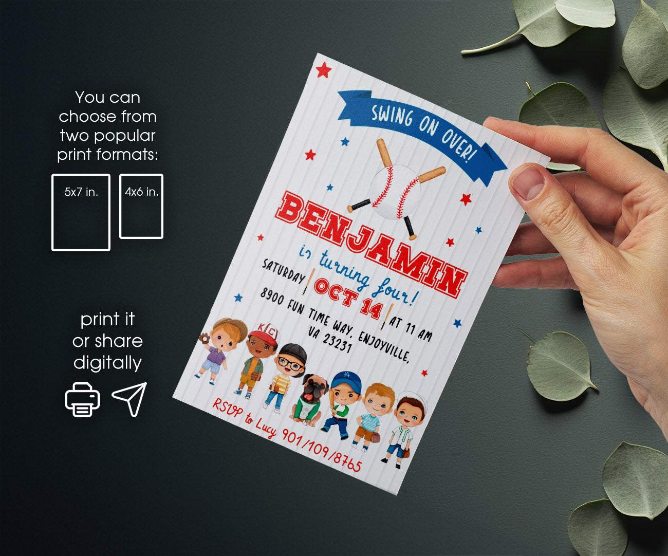 Baseball MLB Sport customizable invitation template | Share or Print | LG493