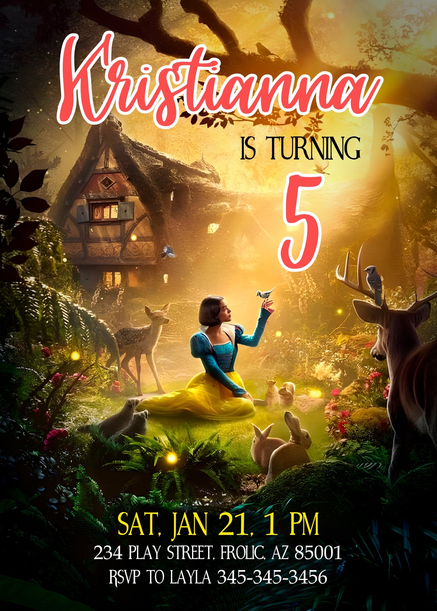 Snow White Musical Disney Princess customizable invitation template | Share or Print | BY583