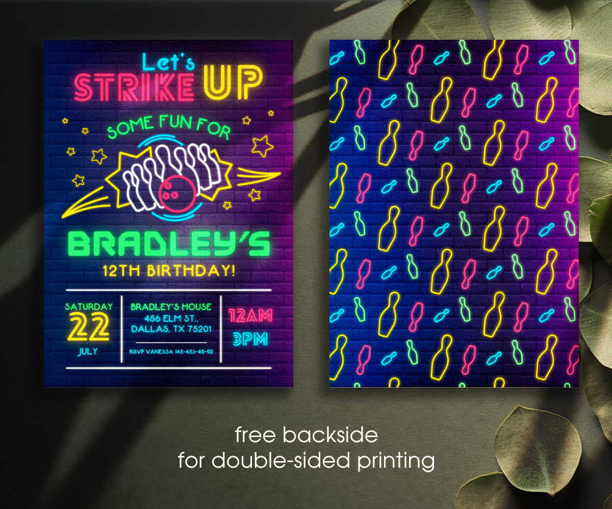 Bowling Strike Up customizable invitation template | Share or Print | MM112