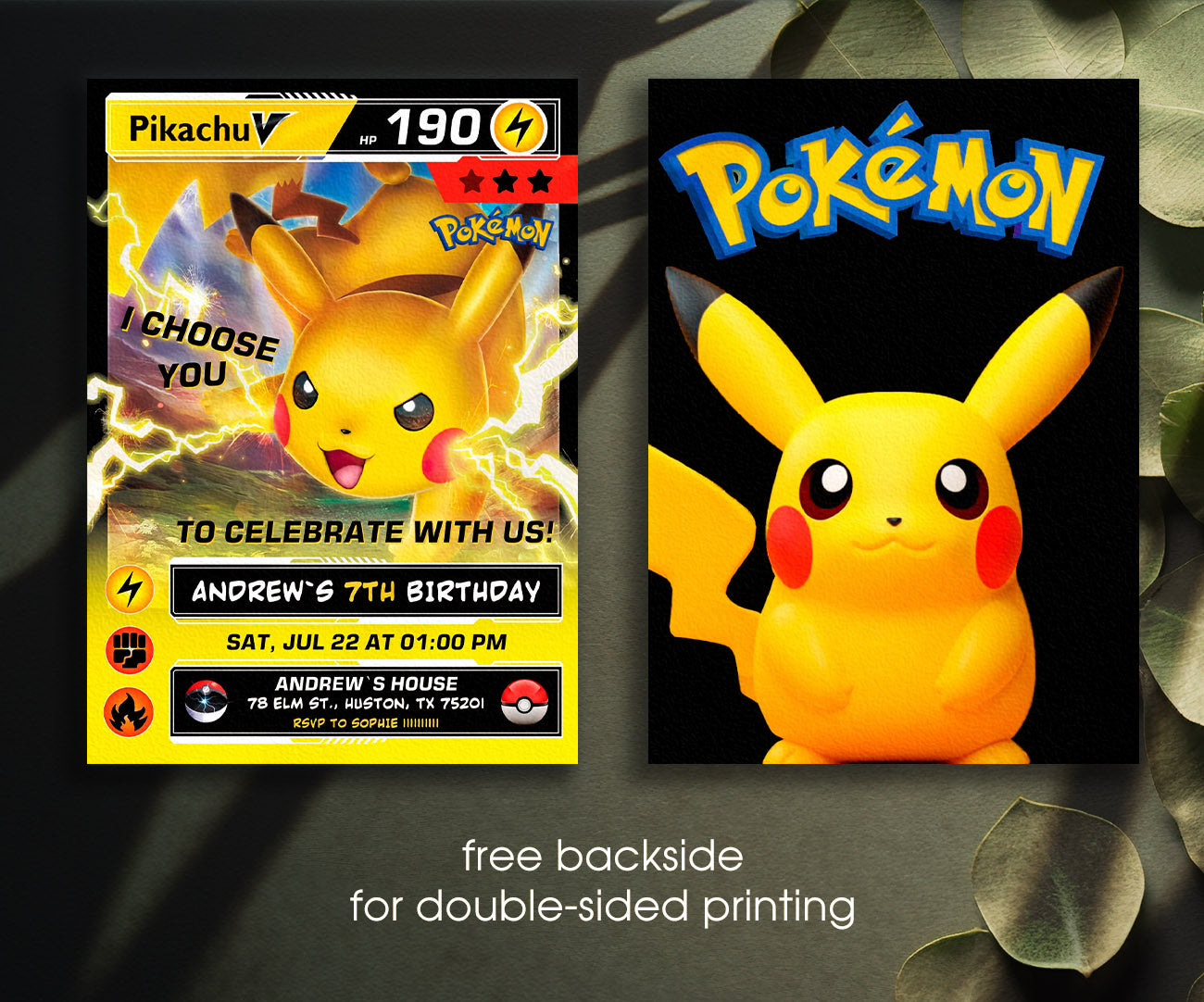Pokemon Pikachu customizable invitation template | Share or Print | MP711