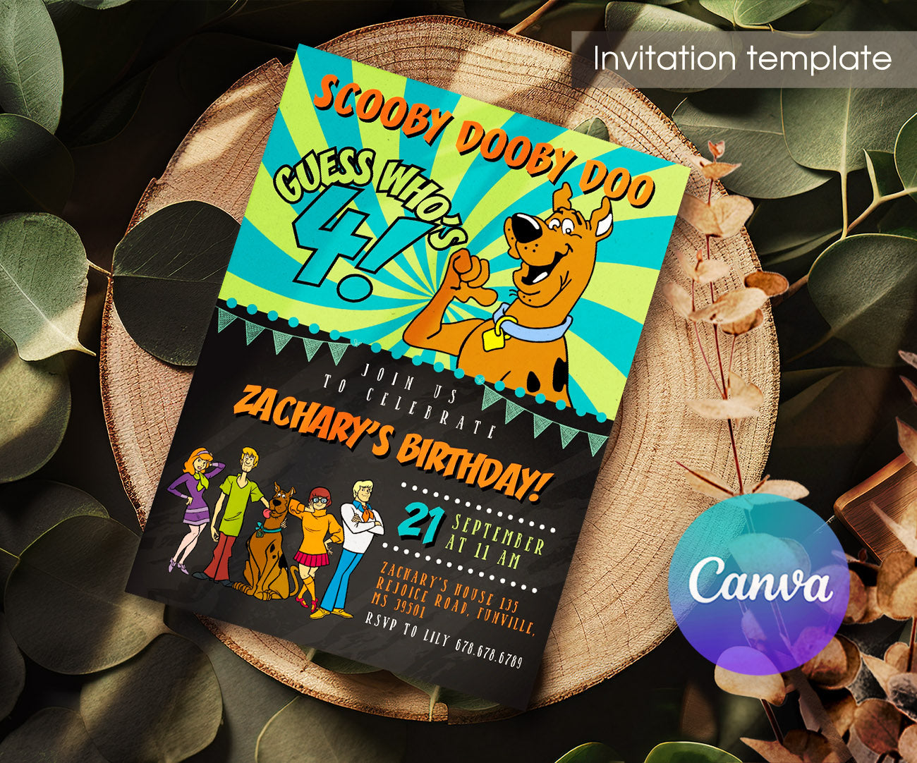 Scooby-Doo customizable invitation template | Share or Print | WH407