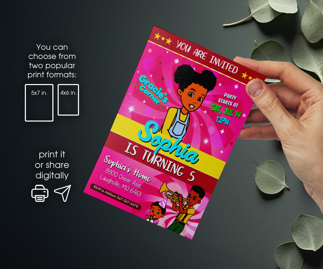 Gracie's Corner Music customizable invitation template | Share or Print | girl | IS015