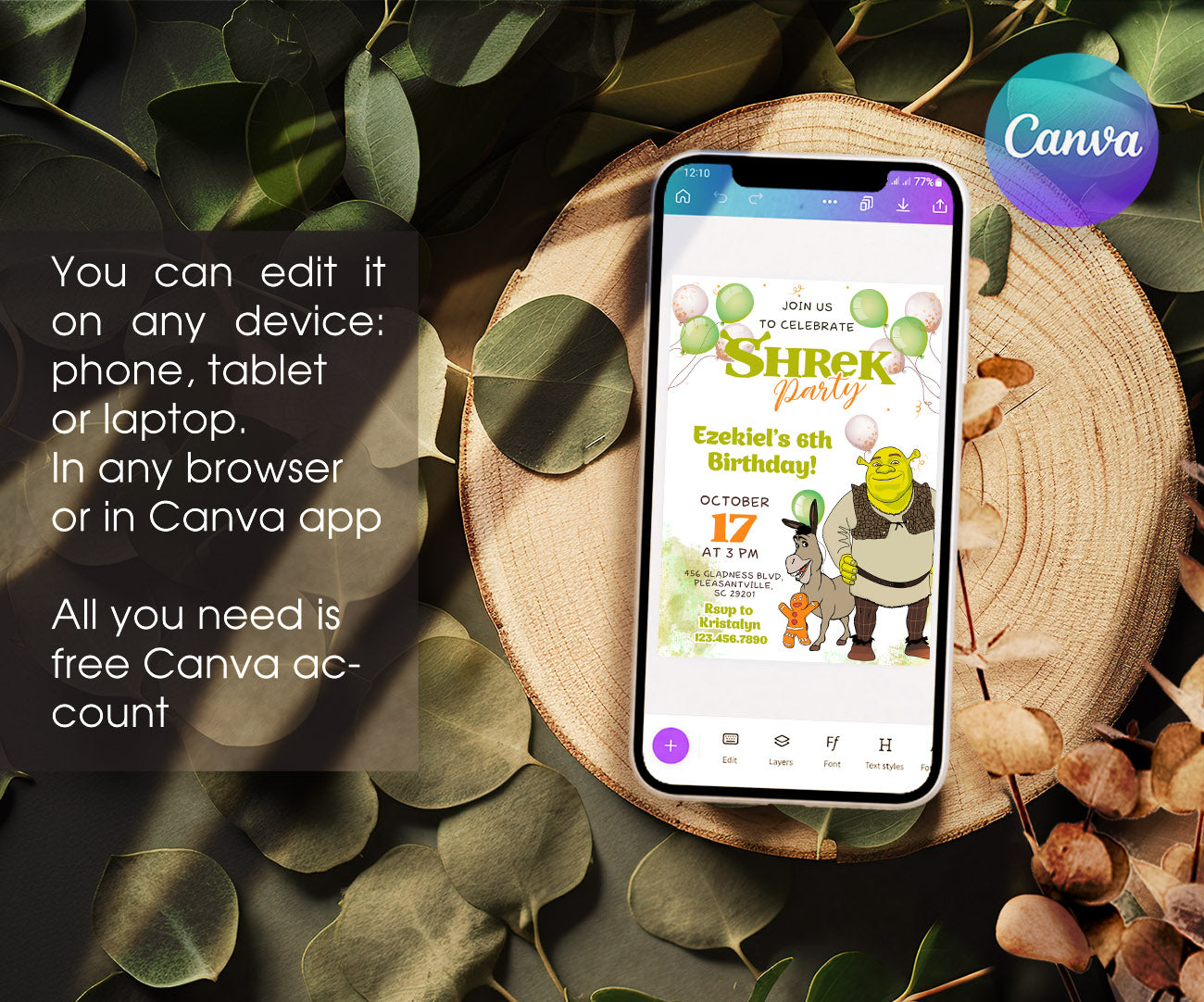 Shrek customizable invitation template | Share or Print | OZ667