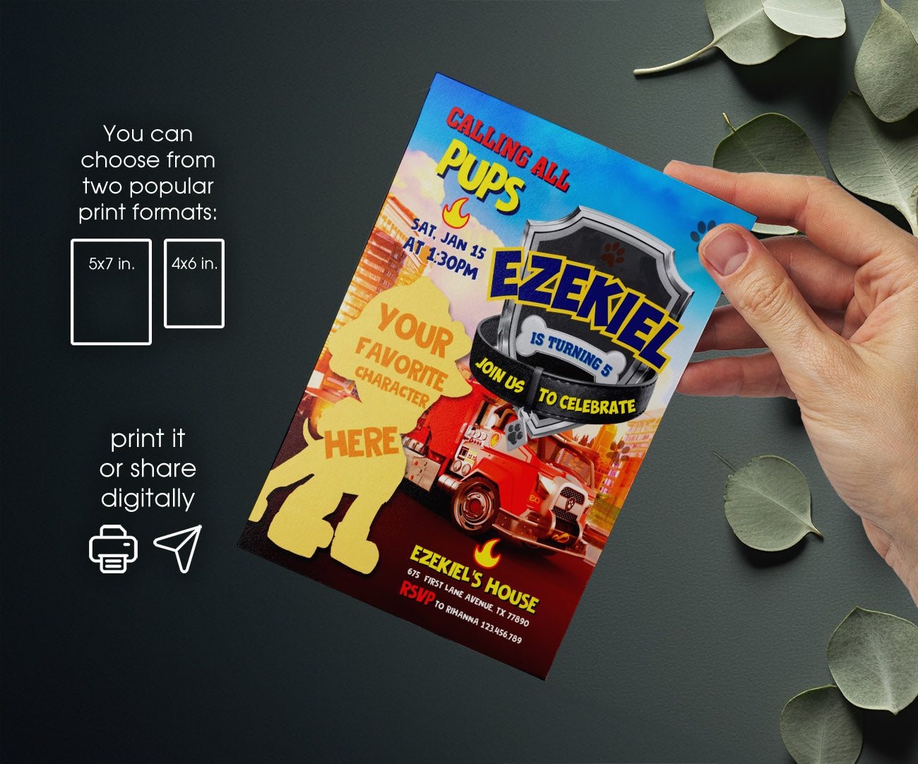 PAW Patrol customizable invitation template | Share or Print | UZ483
