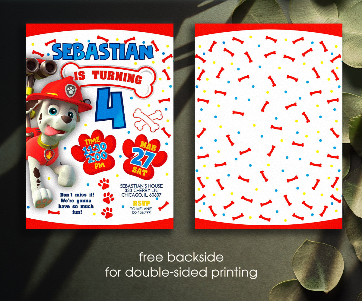 PAW Patrol customizable invitation template | Share or Print | QN357