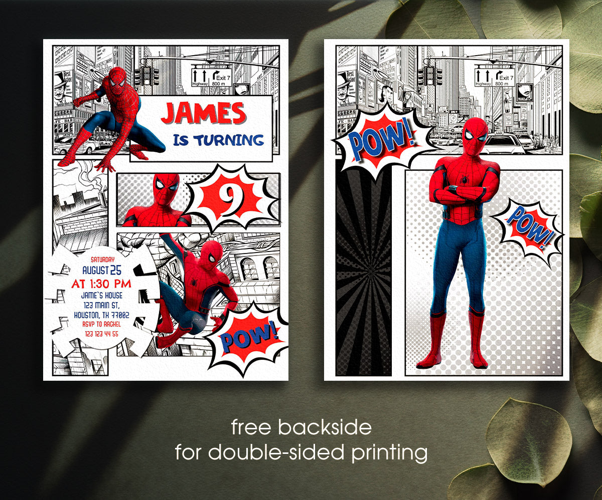 Spiderman Marvel Superhero customizable invitation template | Share or Print | boy | FV777