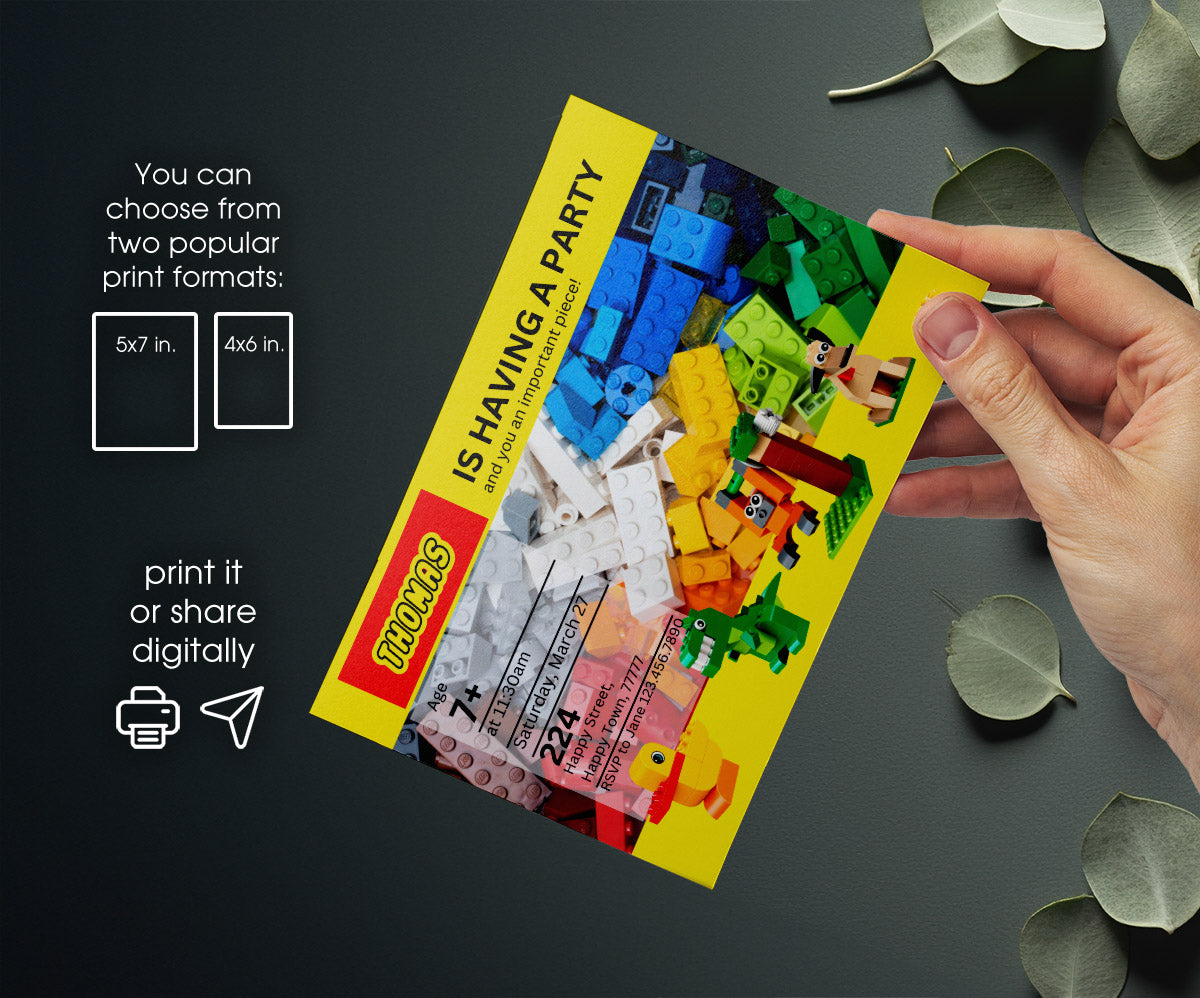 Lego customizable invitation template | Share or Print | OC332