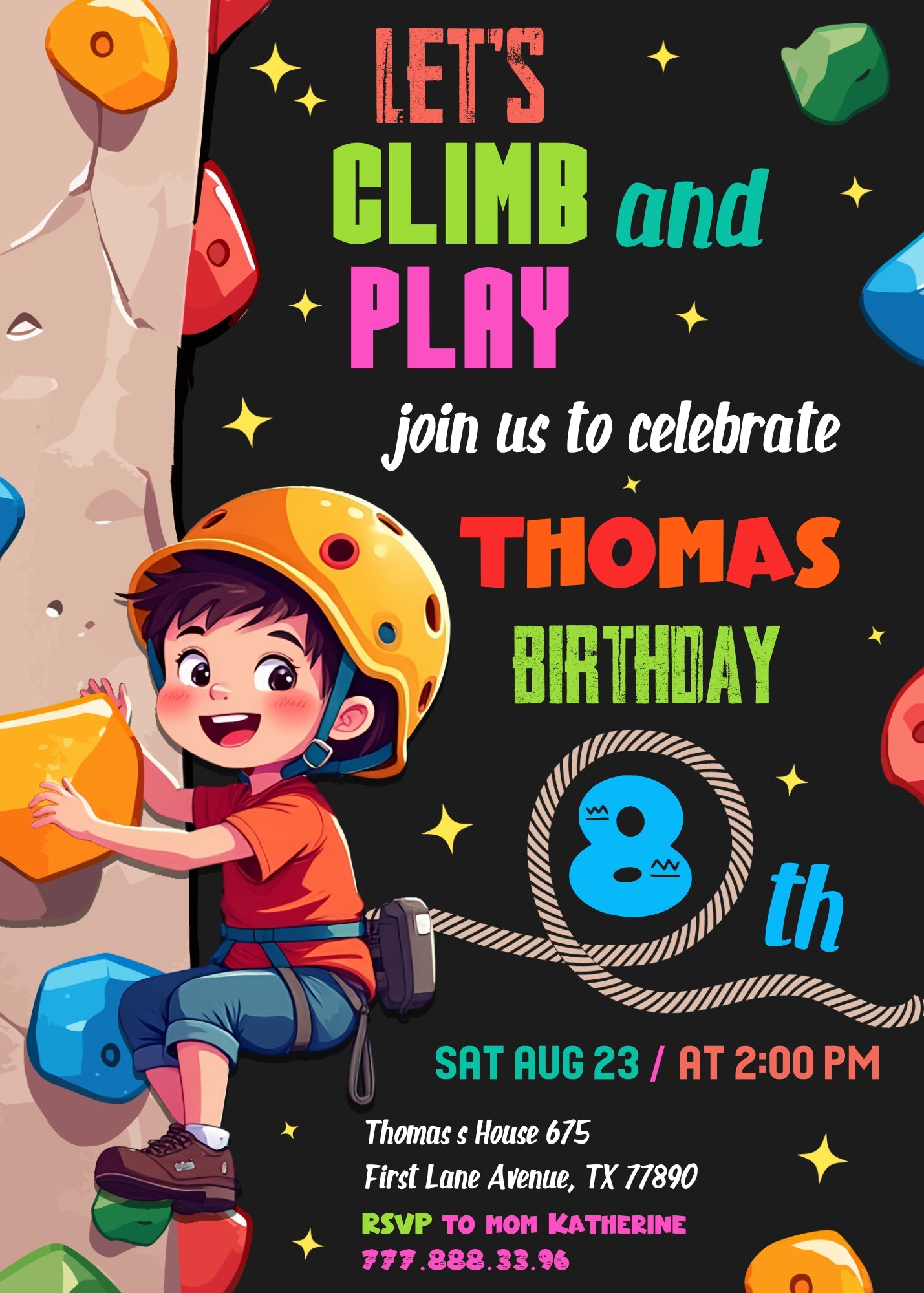 Rock Climbing customizable invitation template | Share or Print | CM884