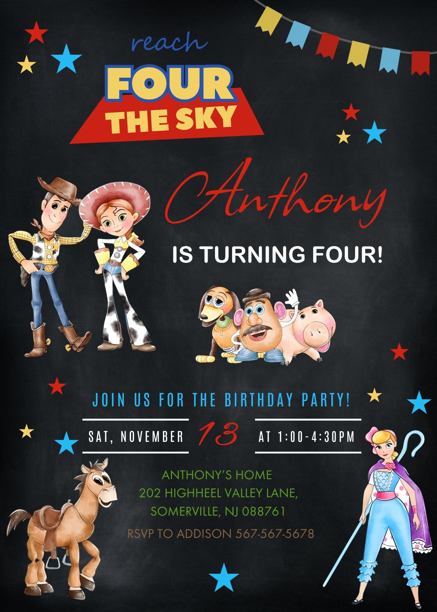 Toy Story Woody customizable invitation template | Share or Print | VN519