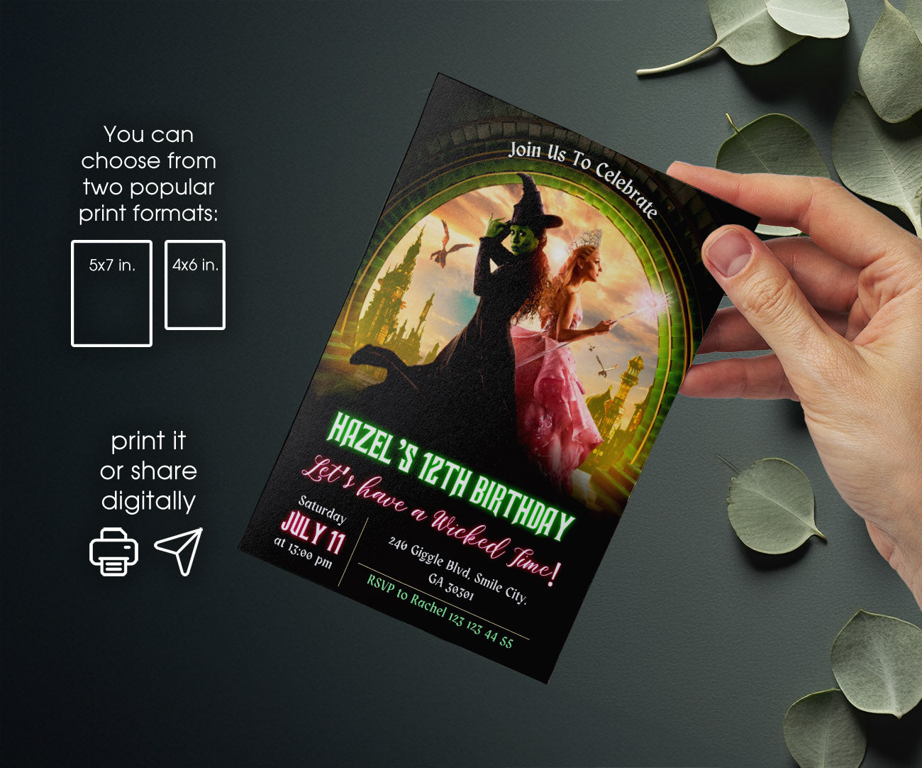 Wicked Musical Movie customizable invitation template | Share or Print | GP557