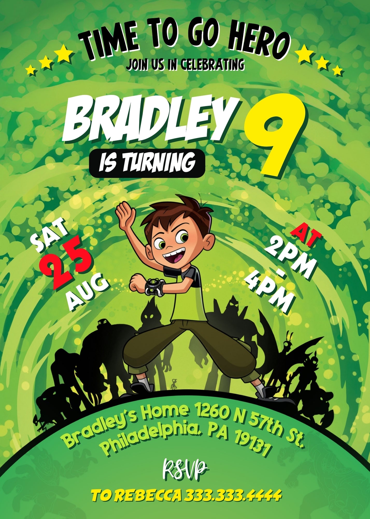Ben 10 Alien Force customizable invitation template | Share or Print | boy | IQ459