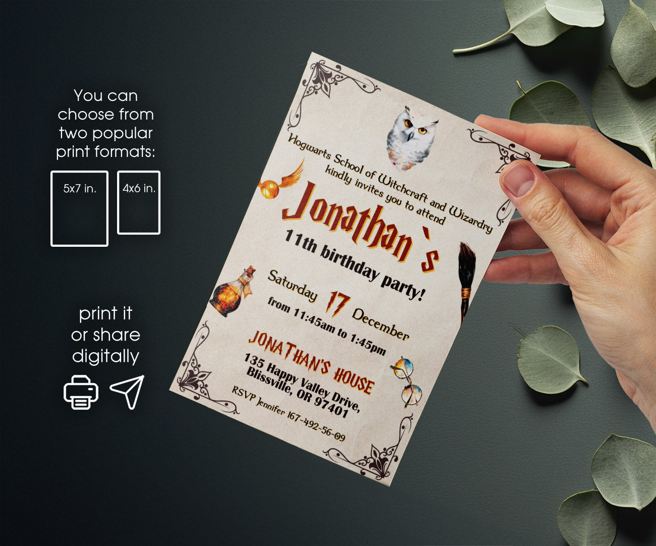 Harry Potter customizable invitation template | Share or Print | SB662
