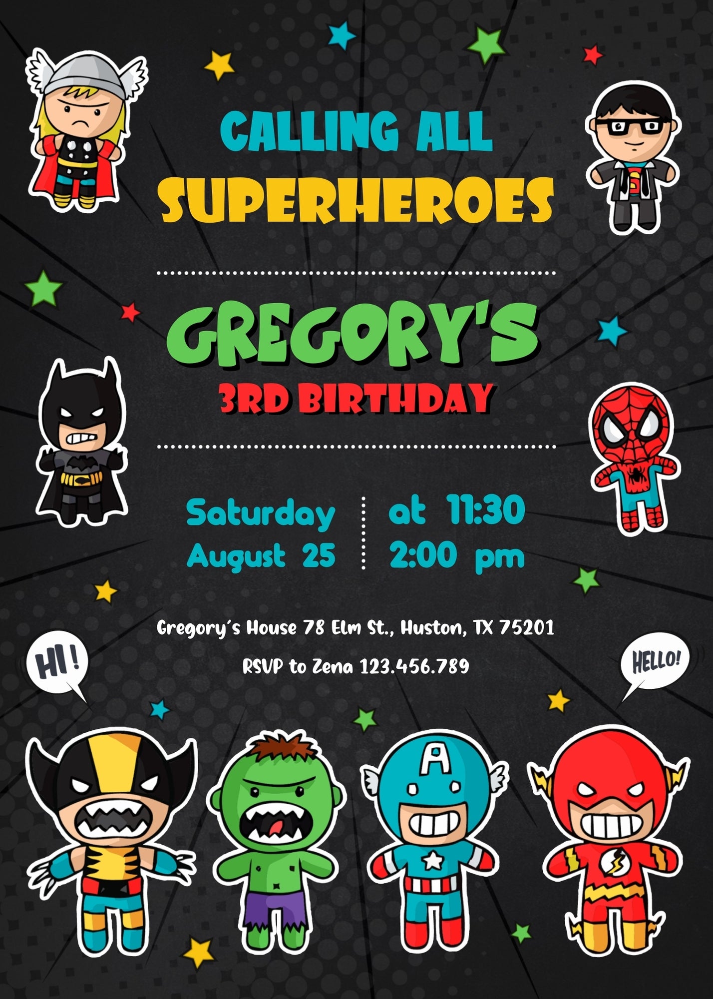 Avengers Marvel Superhero customizable invitation template | Share or Print | boy | AZ161