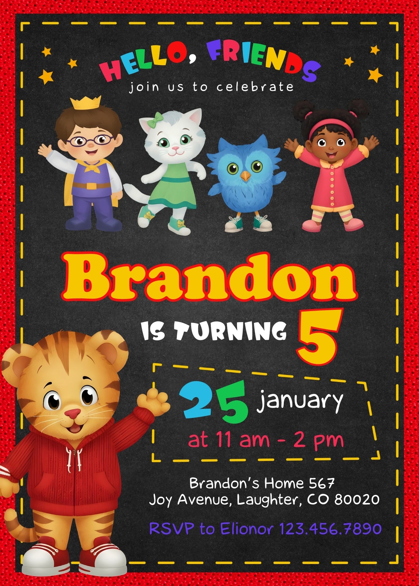 Daniel Tiger's Neighborhood customizable invitation template | Share or Print | WE428
