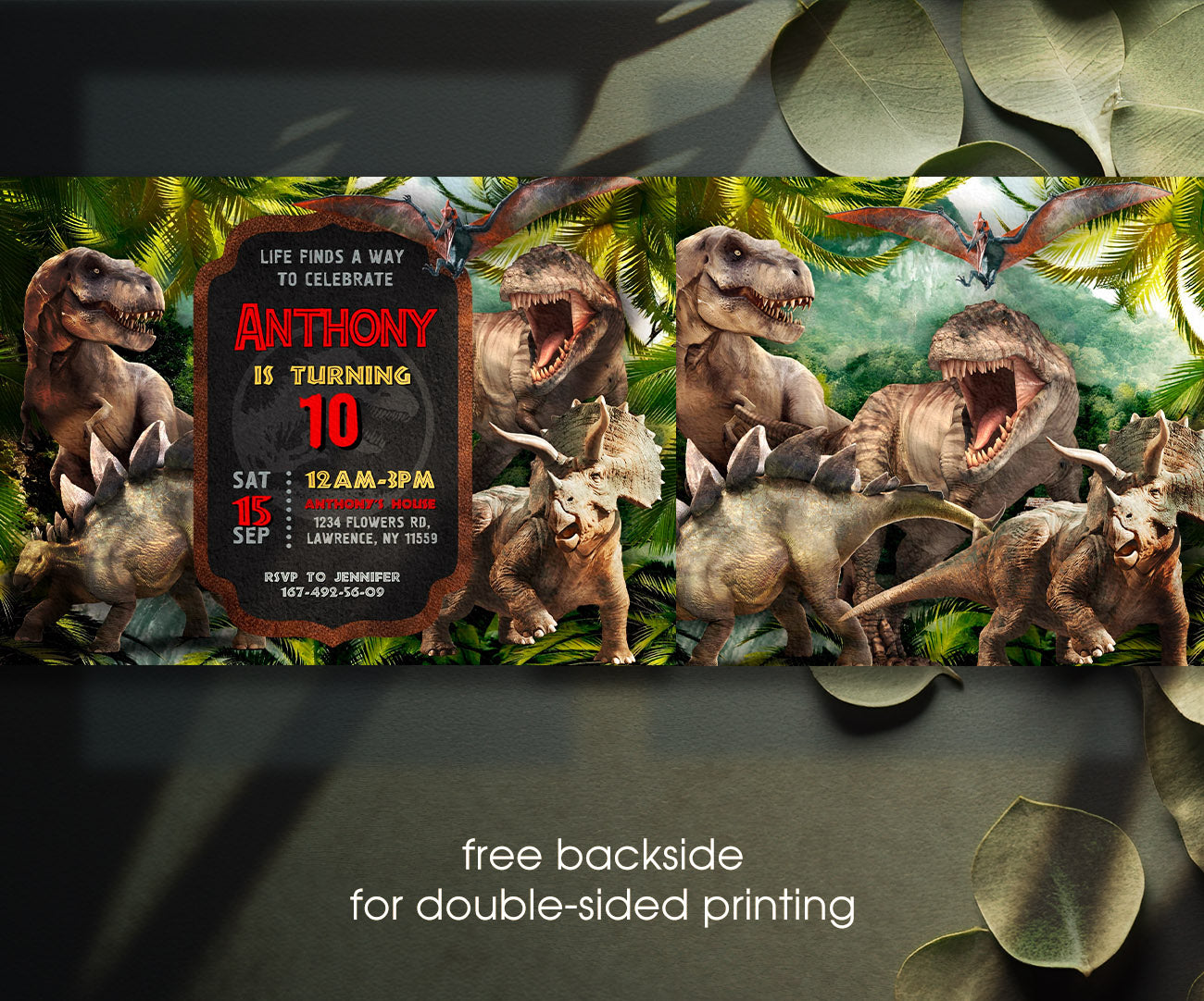 Jurassic World Dinosaur customizable invitation template | Share or Print | JD273