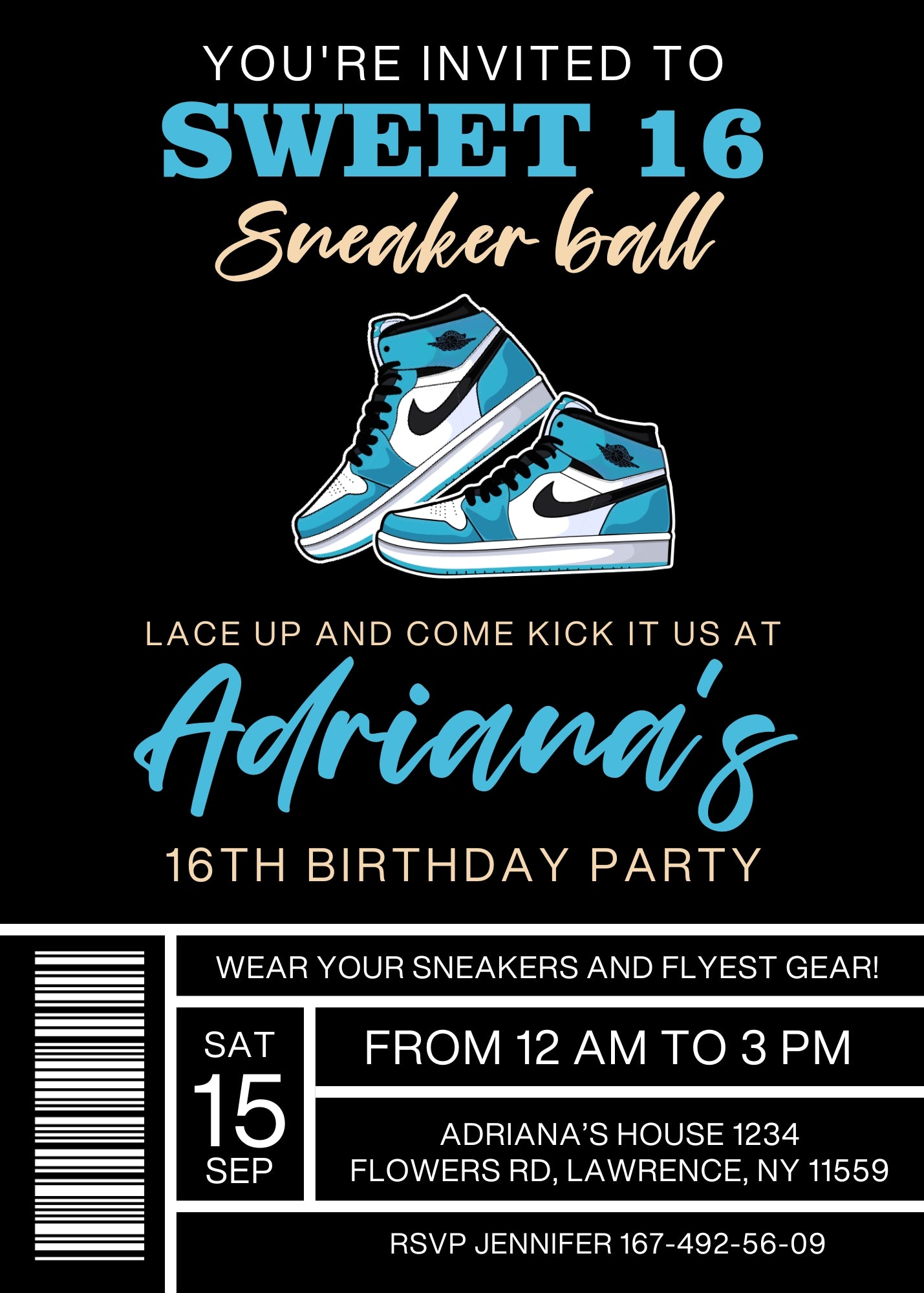 Sneaker Ball Air Jordan Nike customizable invitation template | Share or Print | XN331