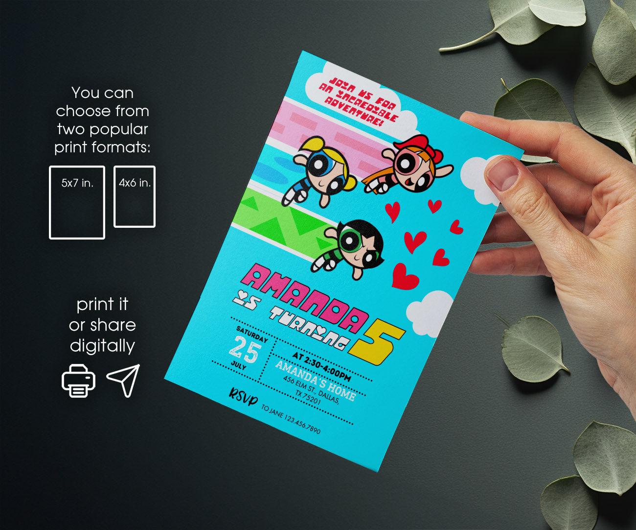 The Powerpuff Girls customizable invitation template | Share or Print | girl | VV704