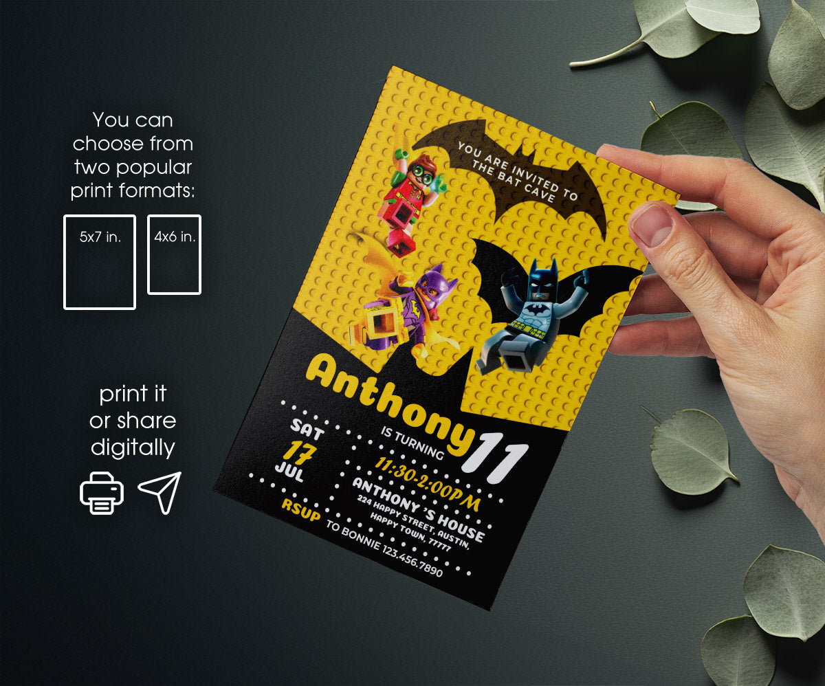 Lego Minifigures customizable invitation template | Share or Print | OD432