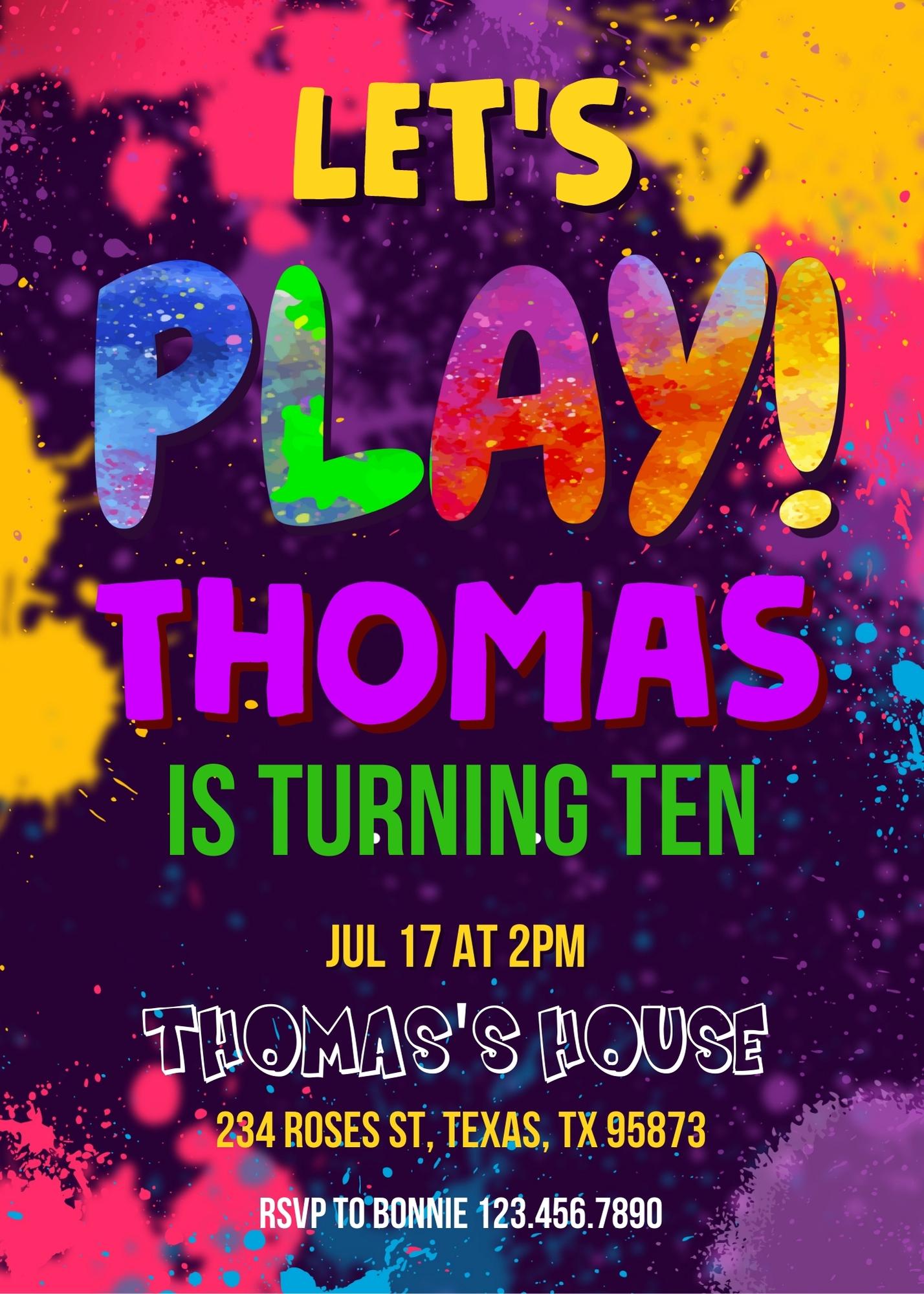 Play Party Gamer customizable invitation template | Share or Print | MF778