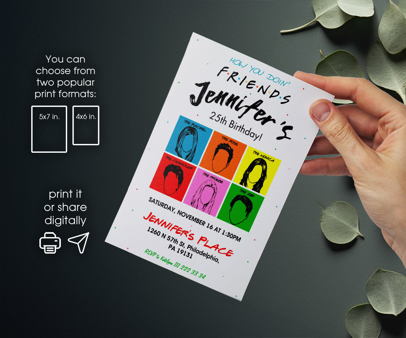 Friends TV Show customizable invitation template | Share or Print | TA062
