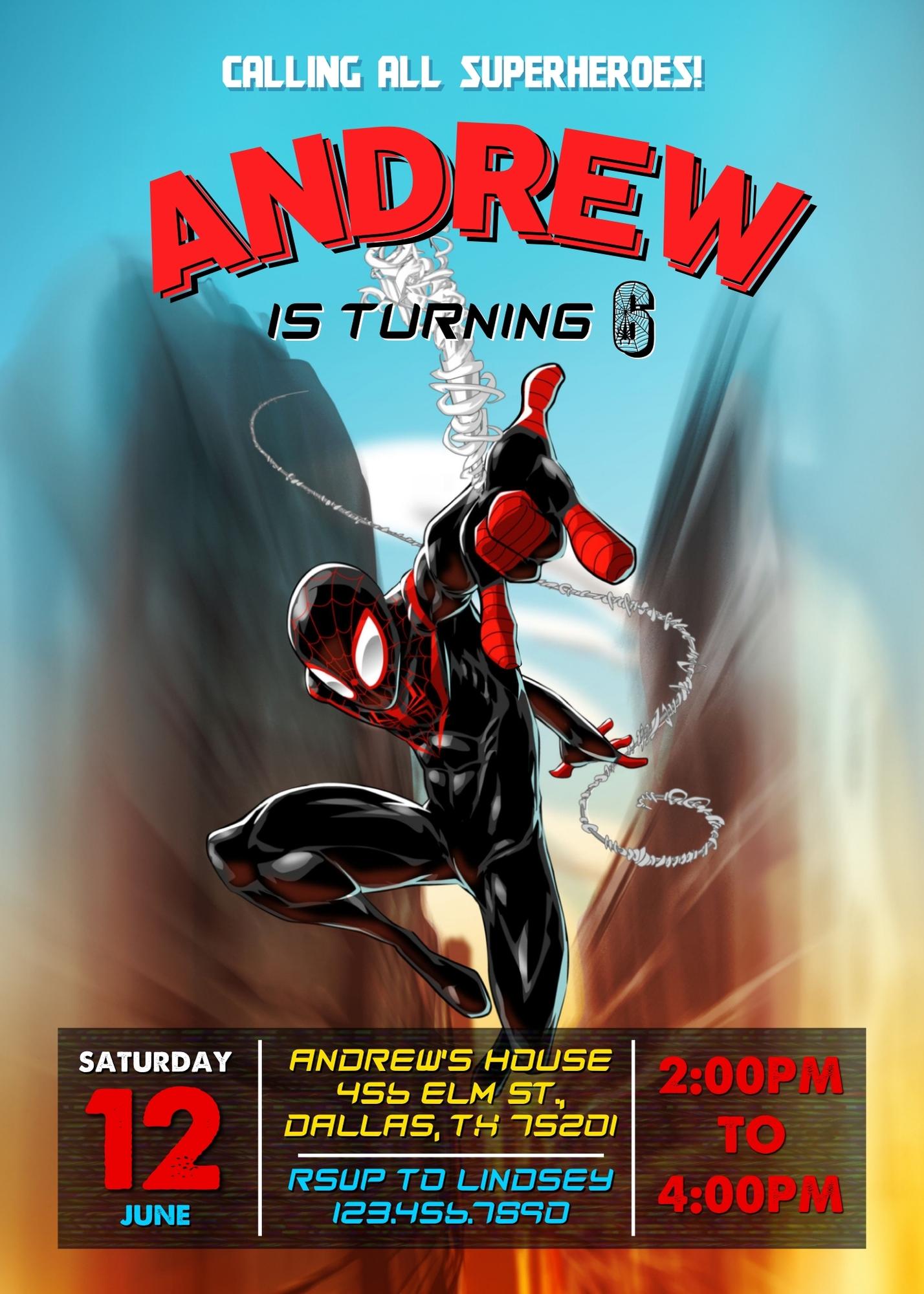 Spider Man Across the Spider-Verse customizable invitation template | Share or Print | boy | ZQ623