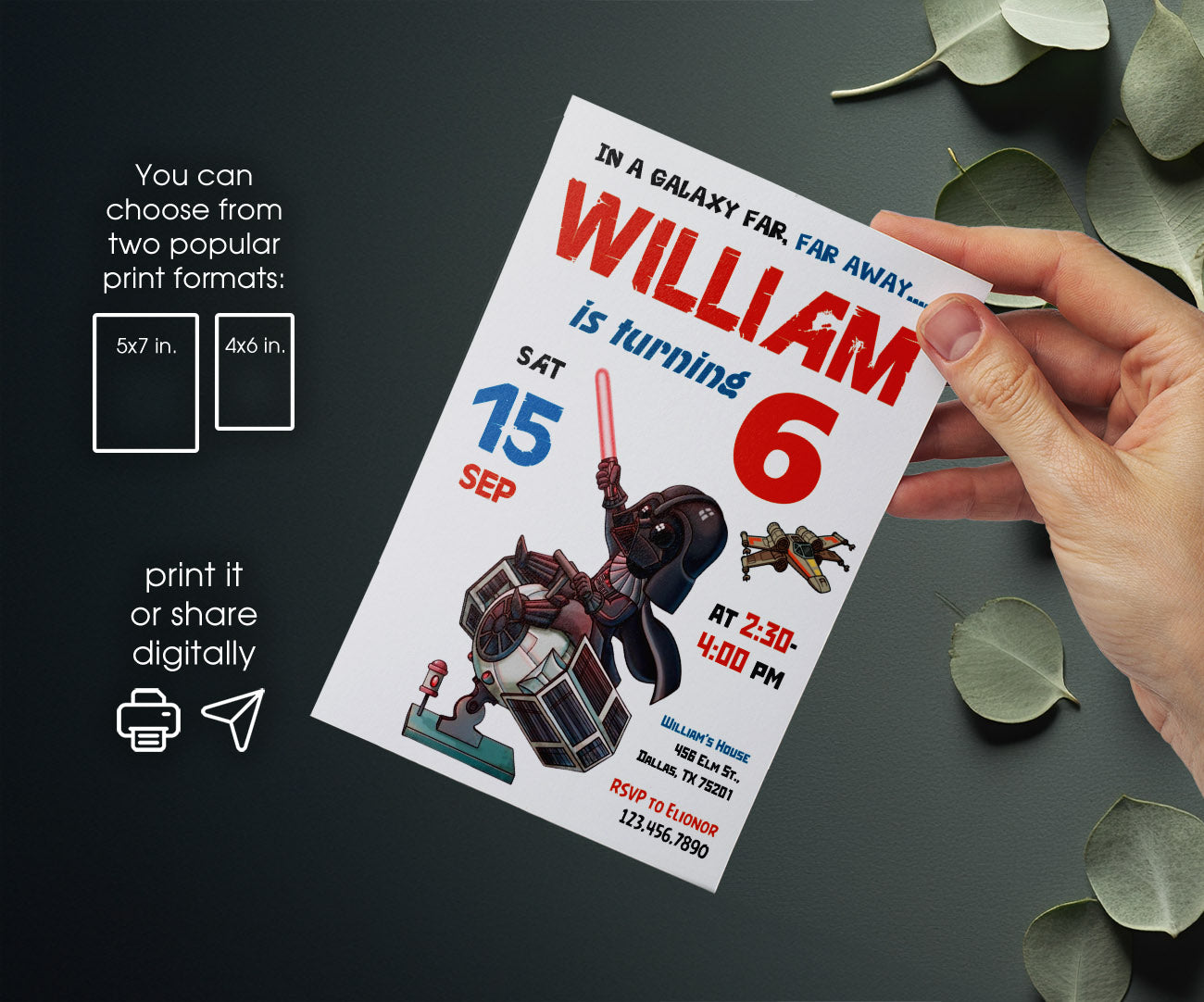 Star Wars Darth Vader customizable invitation template | Share or Print | boy | ZC957