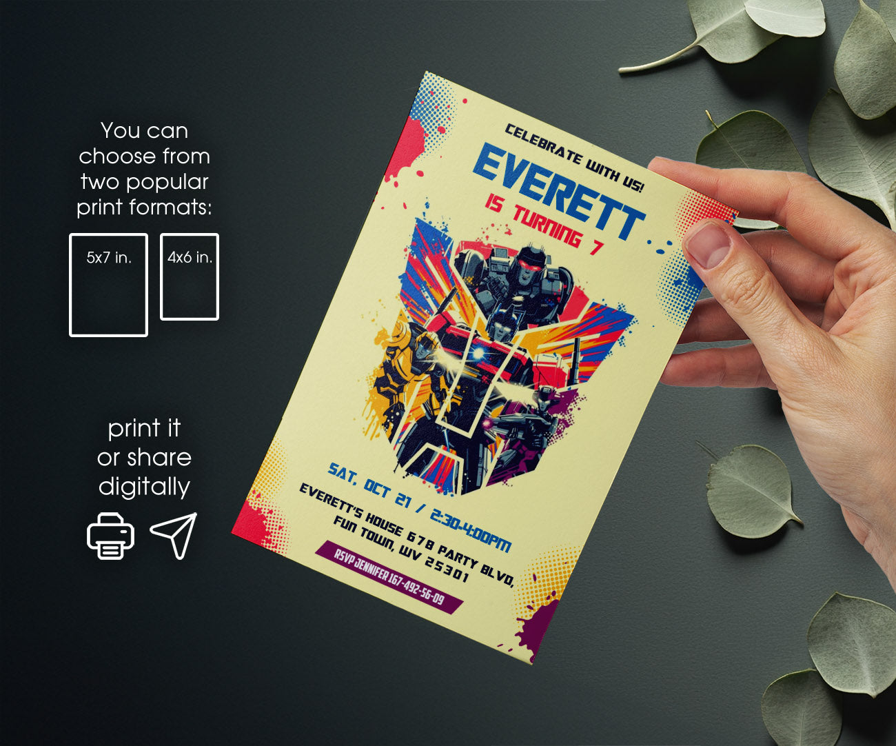 Transformers One Rescue Bots customizable invitation template | Share or Print | boy | ZO033