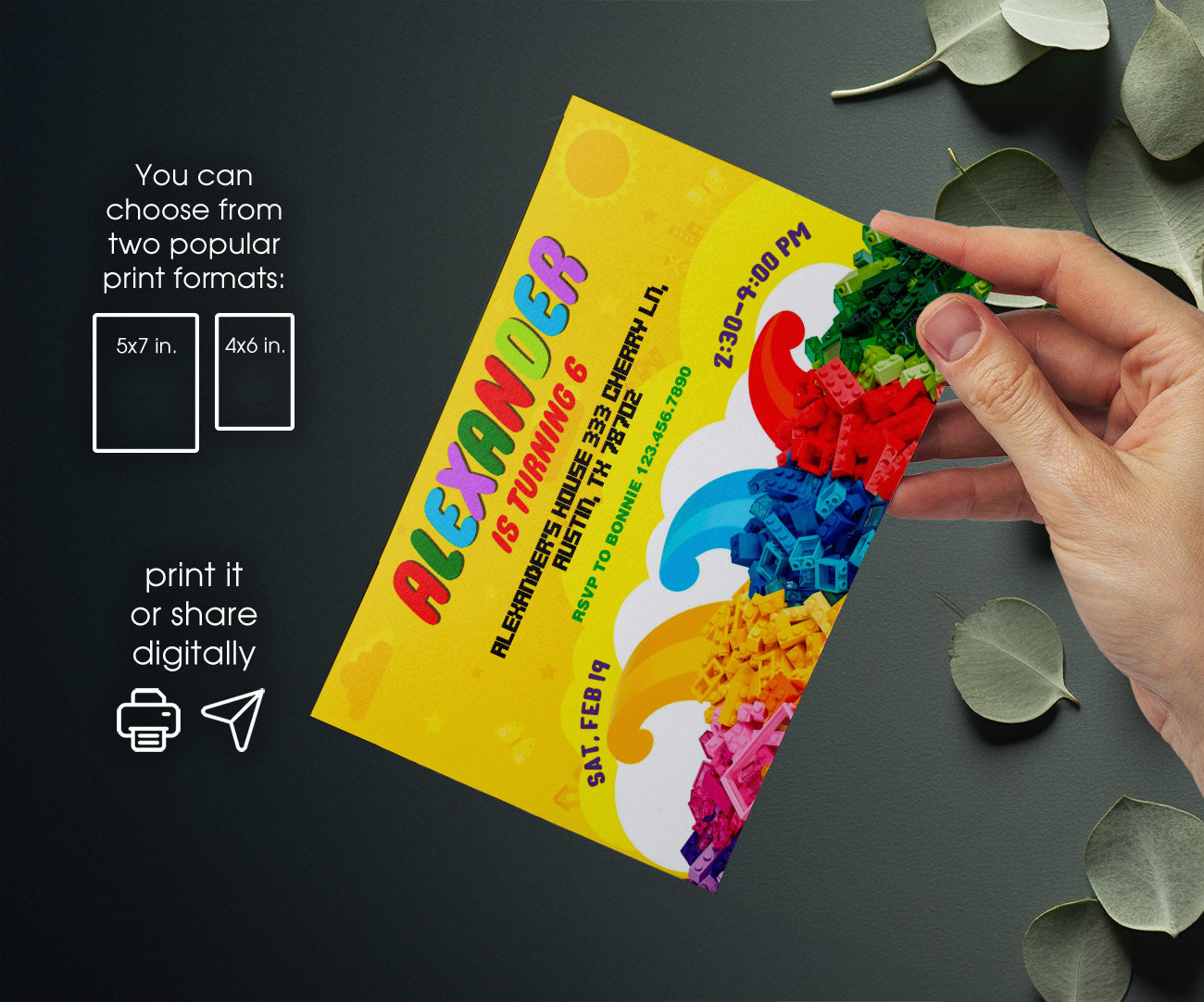 Lego customizable invitation template | Share or Print | LX862