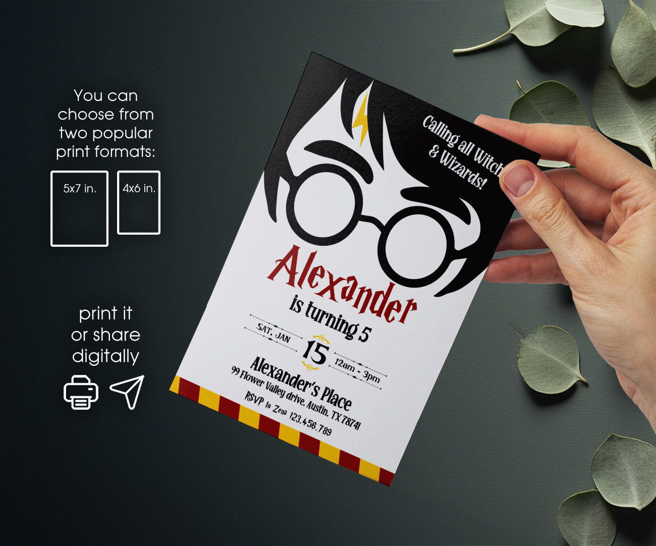 Harry Potter customizable invitation template | Share or Print | TE084