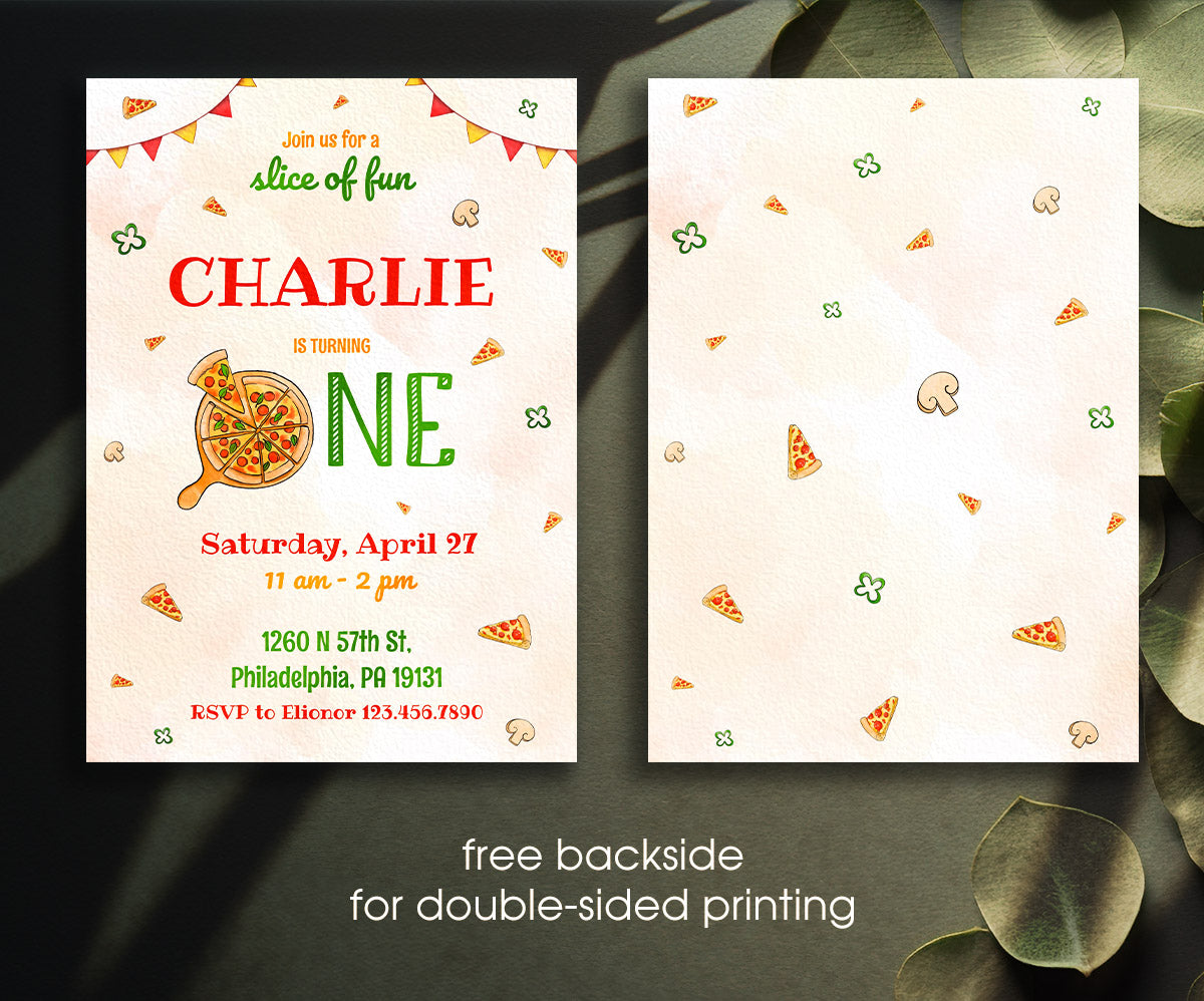 Pizza 1st Party customizable invitation template | Share or Print | JN790