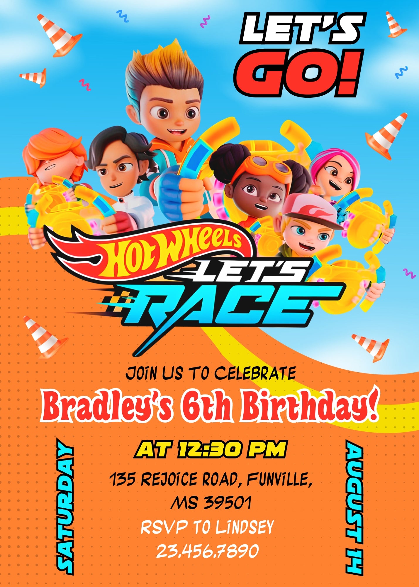 Hot Wheels Let's Race customizable invitation template | Share or Print | boy | MB628
