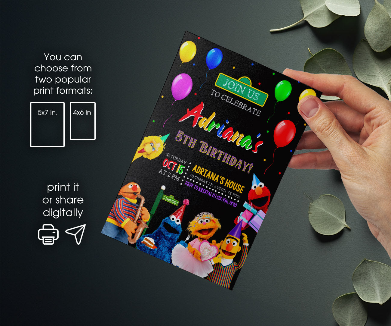 Sesame Street customizable invitation template | Share or Print | OH421