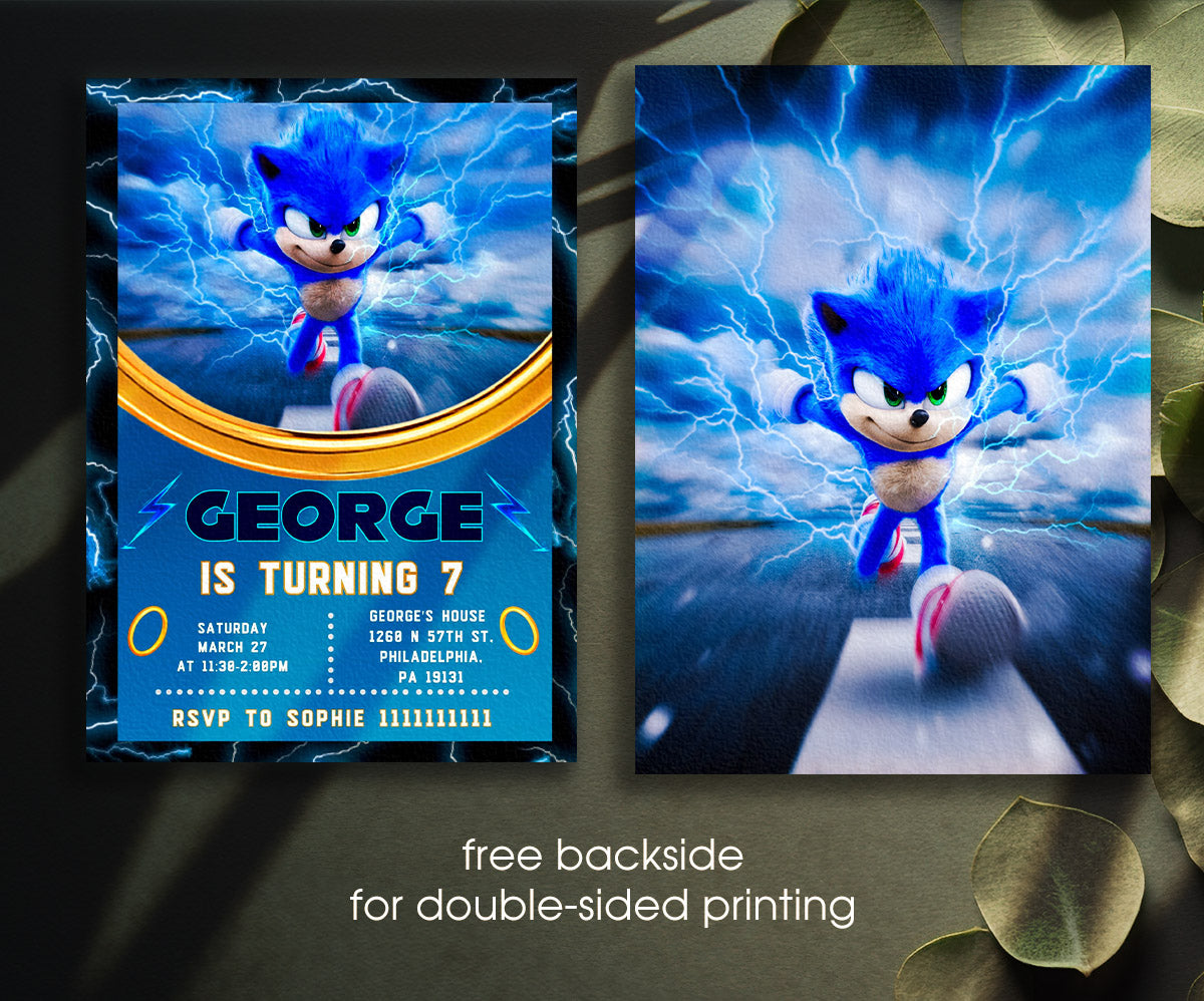 Sonic the Hedgehog customizable invitation template | Share or Print | ZM329