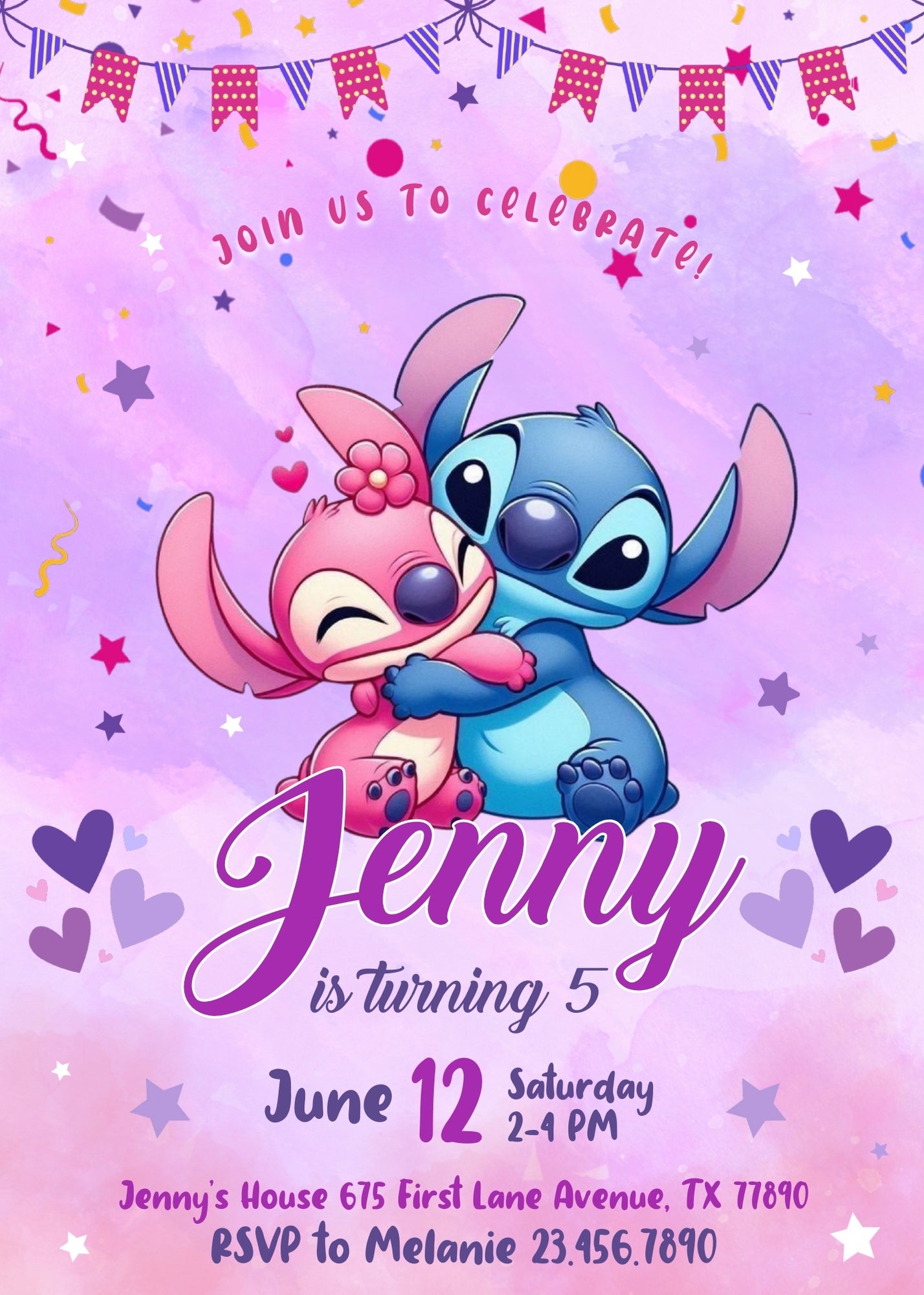 Lilo & Stitch Angel customizable invitation template | Share or Print | girl | PM041