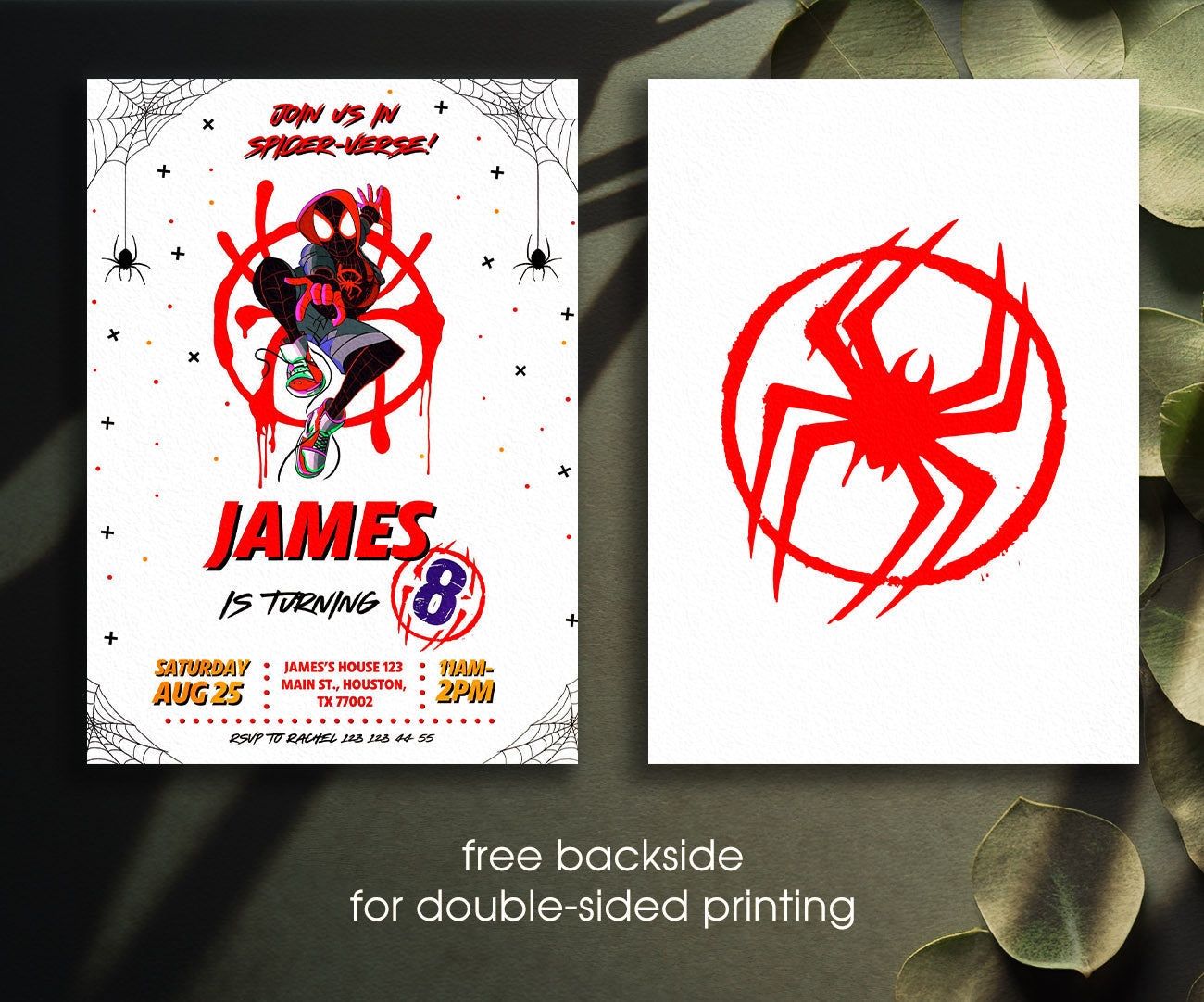 Spider Man Across the Spider-Verse customizable invitation template | Share or Print | boy | NW761
