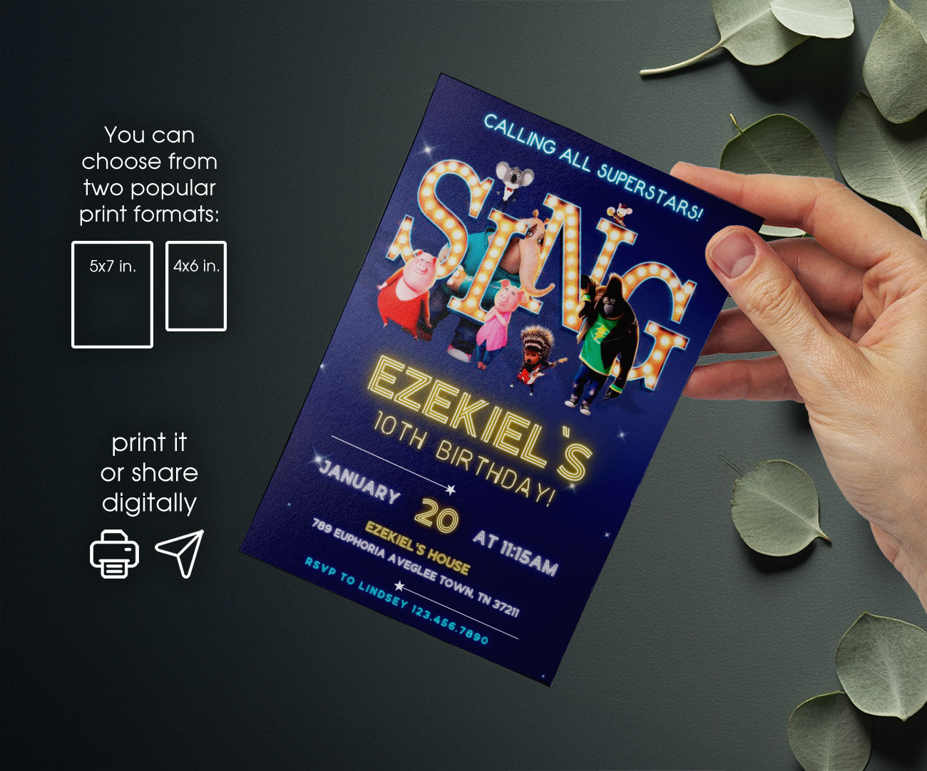Sing Two Karaoke customizable invitation template | Share or Print | IQ948