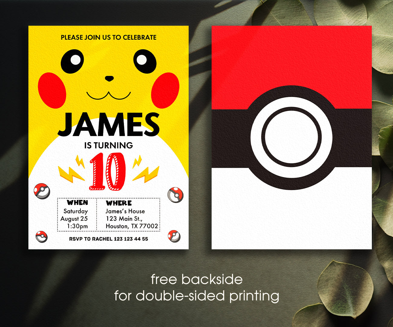 Pokemon Pikachu customizable invitation template | Share or Print | IM162