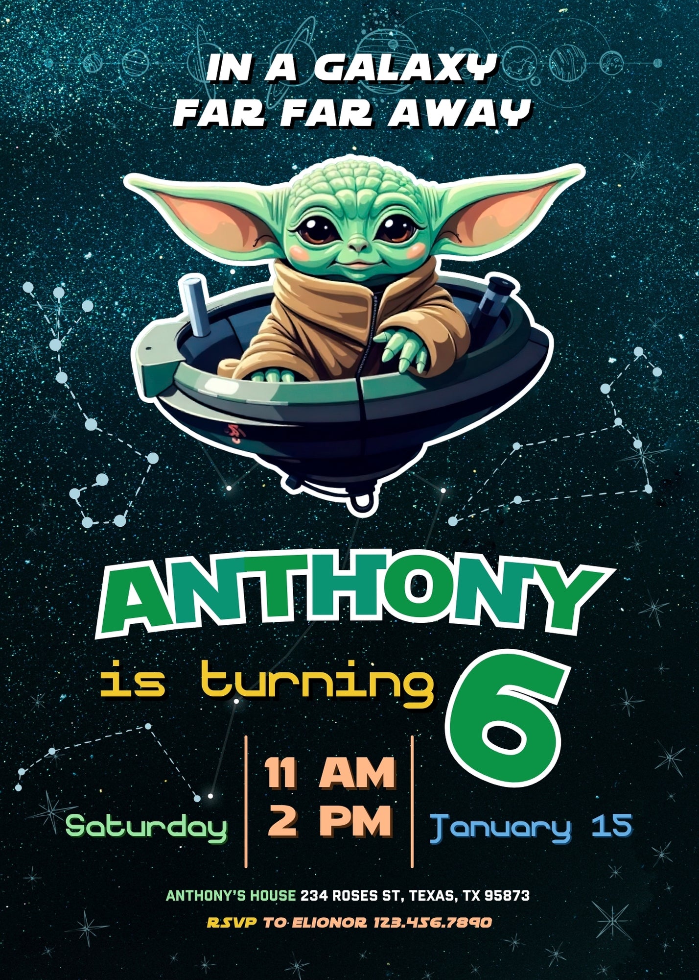 Baby Yoda Grogu Star Wars Mandalorian customizable invitation template | Share or Print | boy | GD213