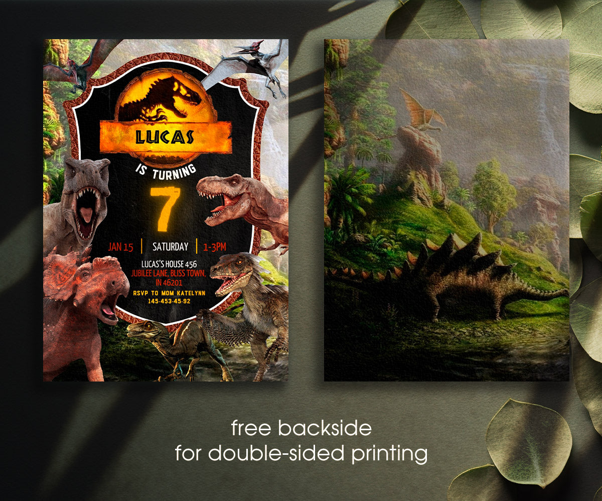 Jurassic Park Dinosaur customizable invitation template | Share or Print | YC176
