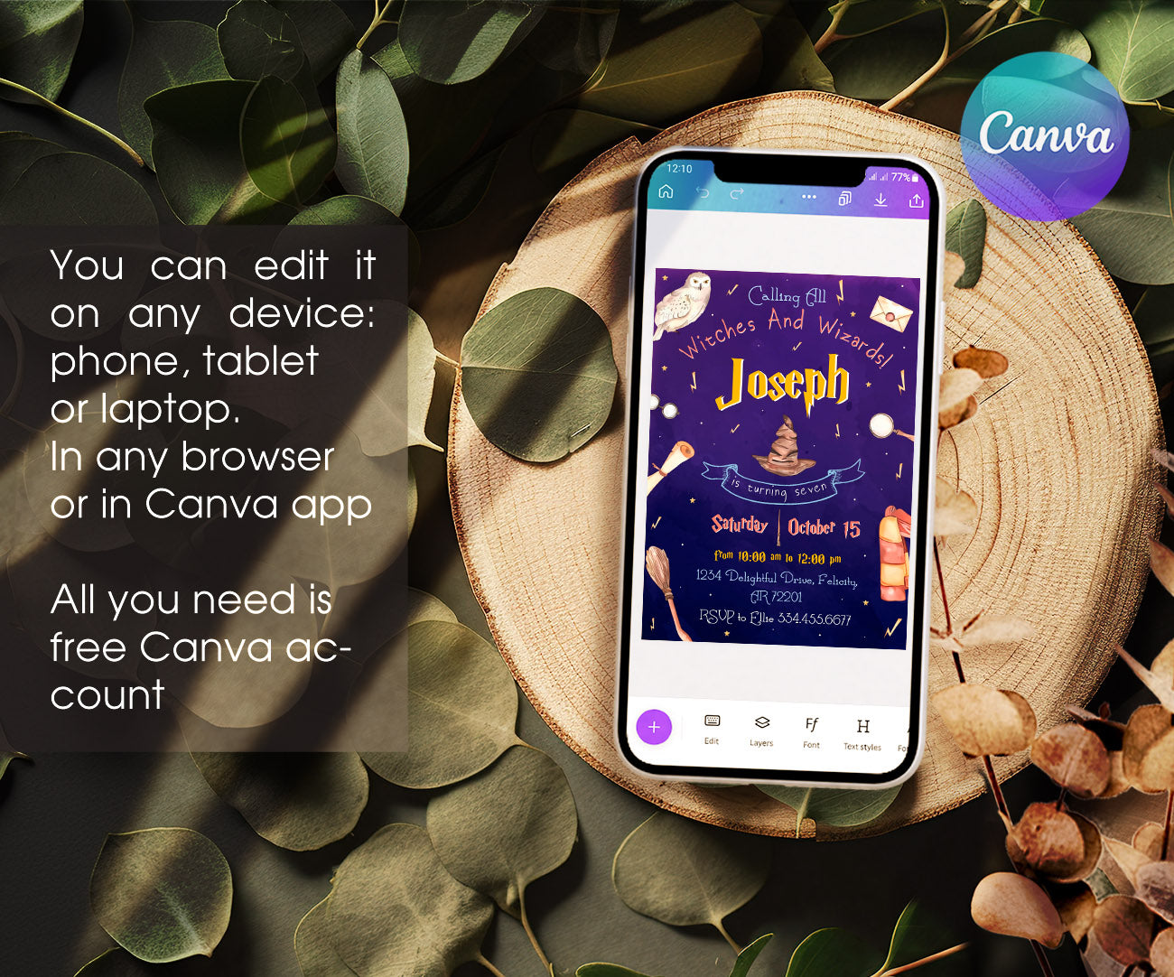Harry Potter customizable invitation template | Share or Print | EE750