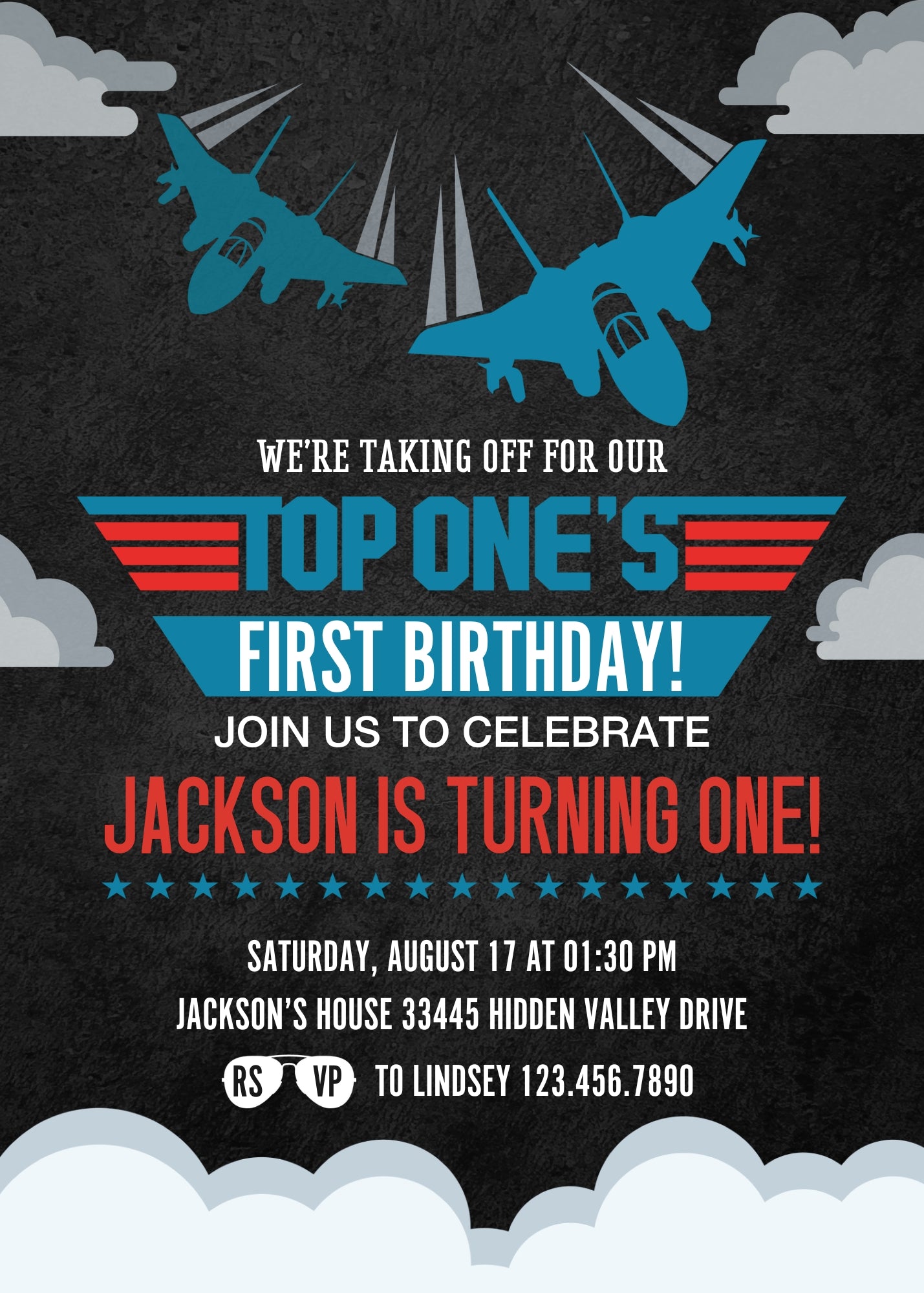 Top Gun One Jet Fighter customizable invitation template | Share or Print | boy | JD900