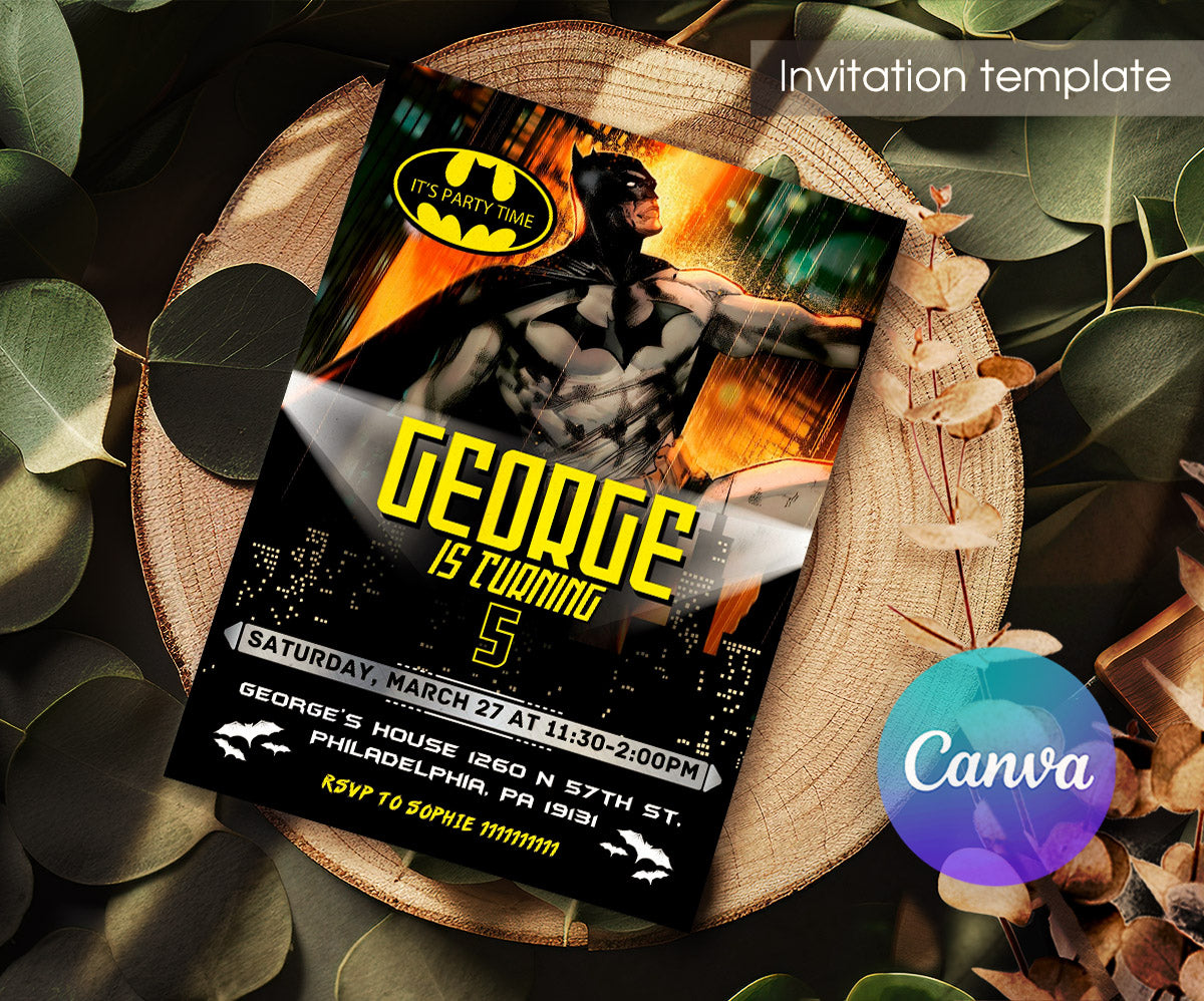 Batman Superhero DC customizable invitation template | Share or Print | XU341