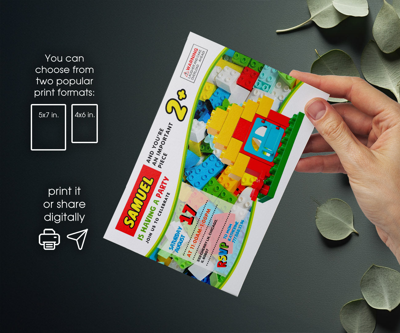 Lego Duplo House customizable invitation template | Share or Print | AH015