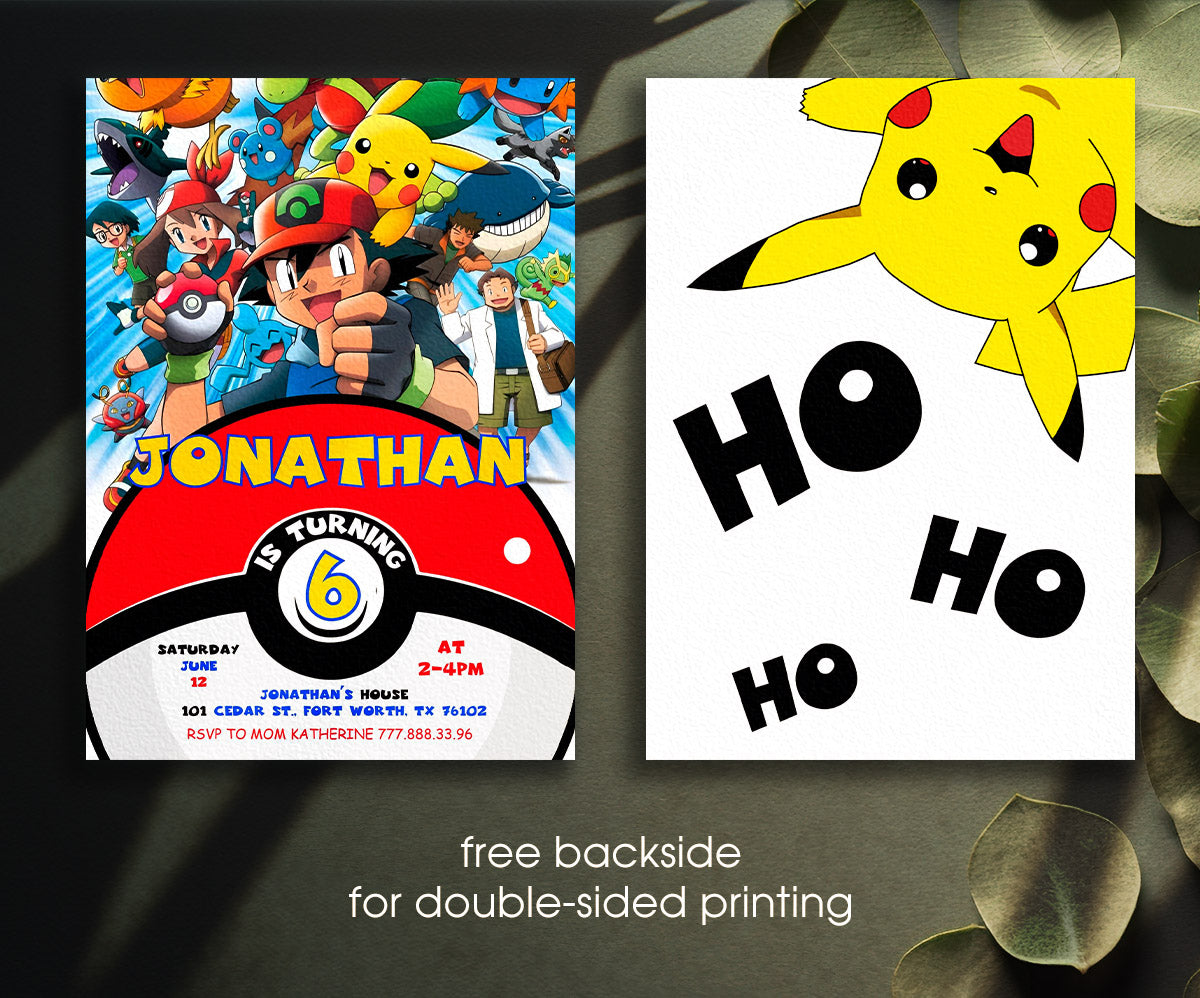 Pokemon Pikachu customizable invitation template | Share or Print | EA313